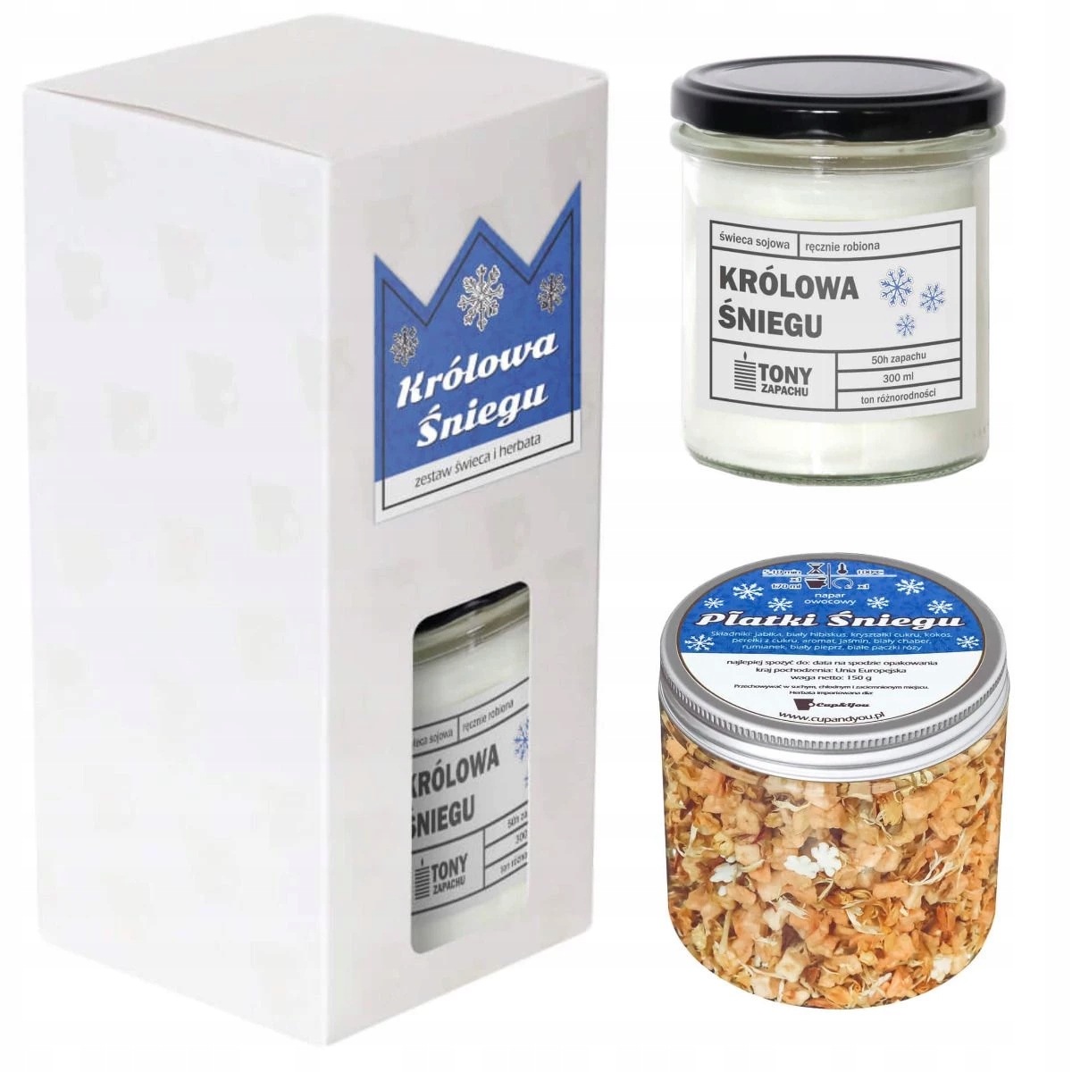 Levně Zimní Set Čaj Sójová Svíčka Dárek Pod Vánoční Stromeček K Vánocům