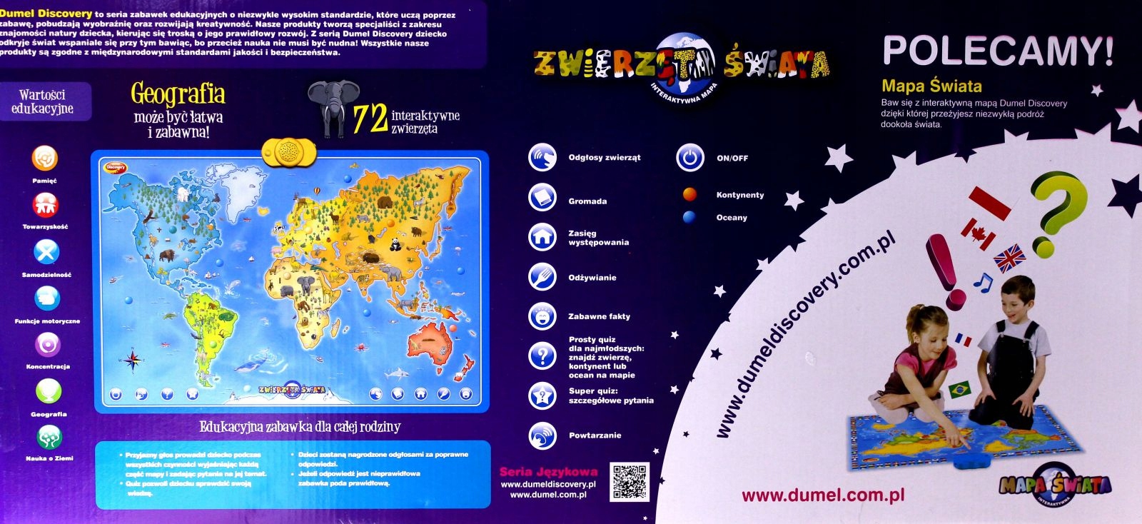 DUMEL DISCOVERY - INTERAKTYWNA MAPA ŚWIATA ZWIERZĘTA 60853 [ZABAWKA] Stan opakowania oryginalne