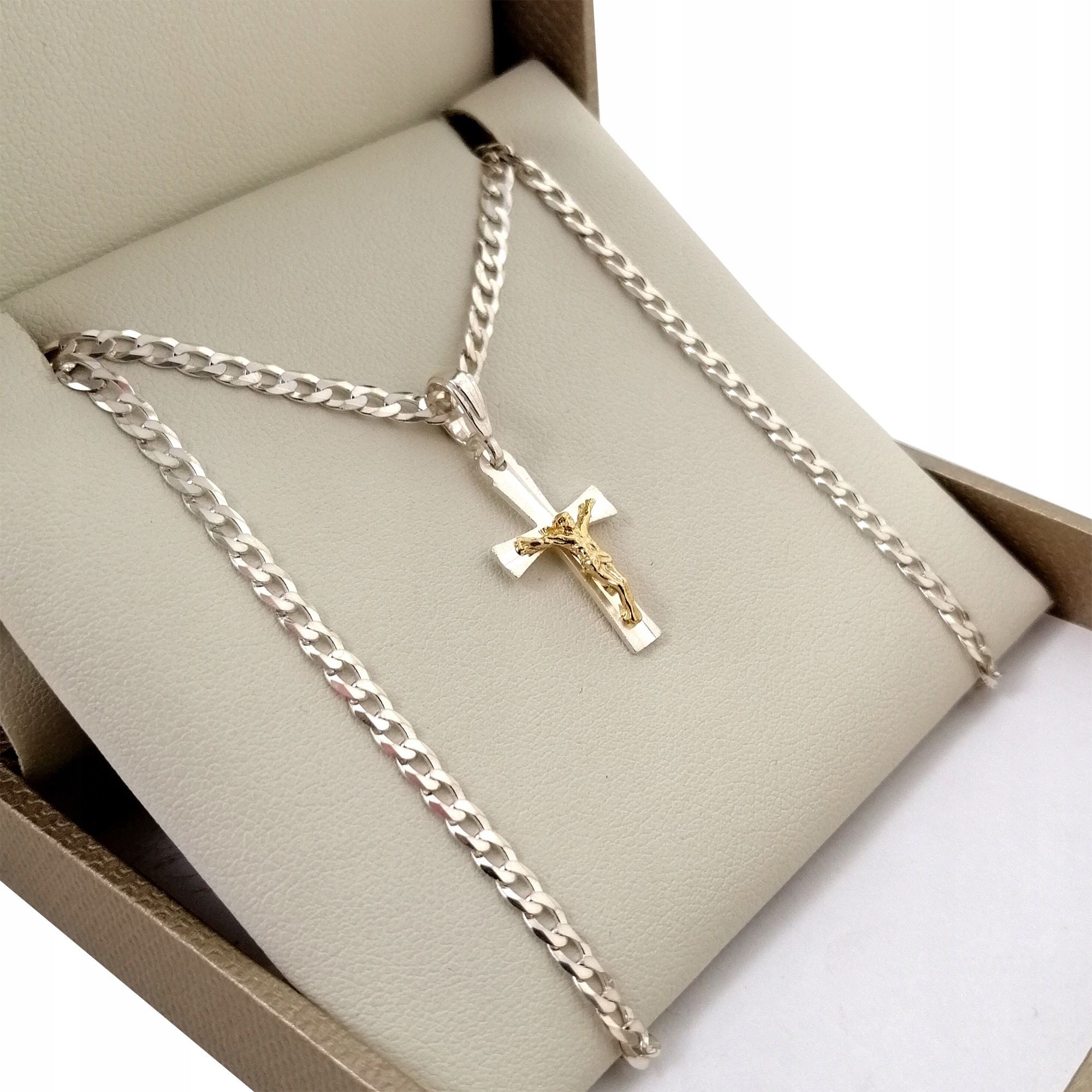 SREBRNY ŁAŃCUSZEK PANCERKA+KRZYŻYK PR. 925 PREZENT DLA CHŁOPAKA MĘŻCZYZNY Marka Golden Celebrity