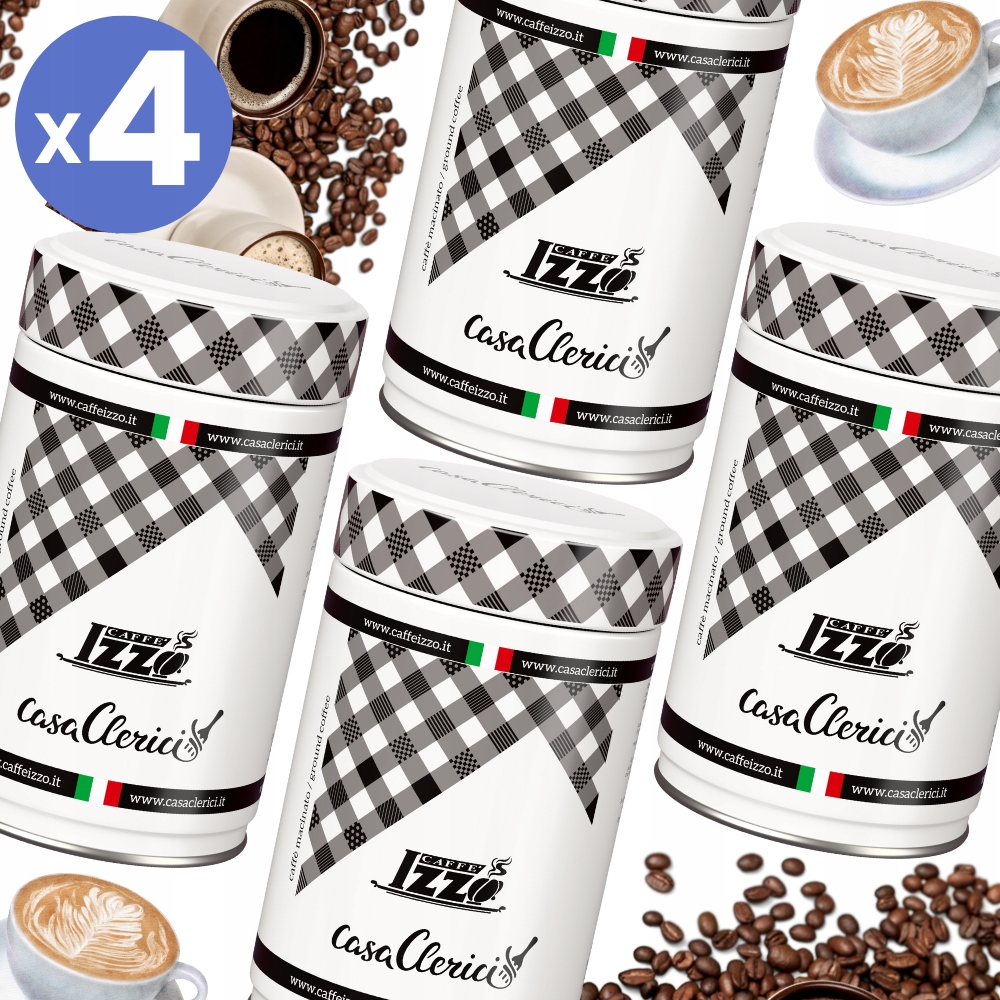 4x Włoska kawa mielona palona Casa Clerici 250g w metalowej puszce Izzo