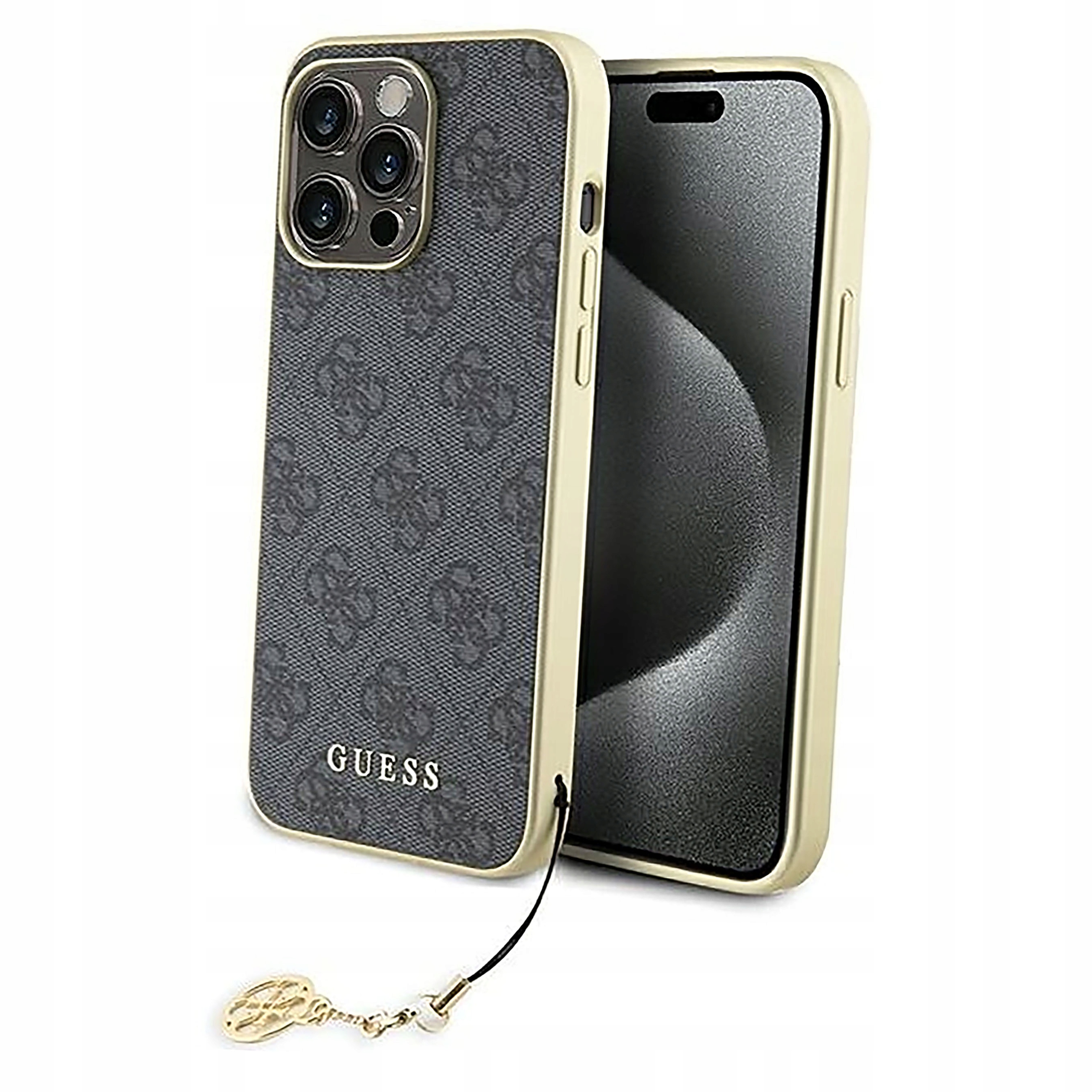 Plecki Etui Guess 4G Charms Collection do iPhone 15 Pro Max szare