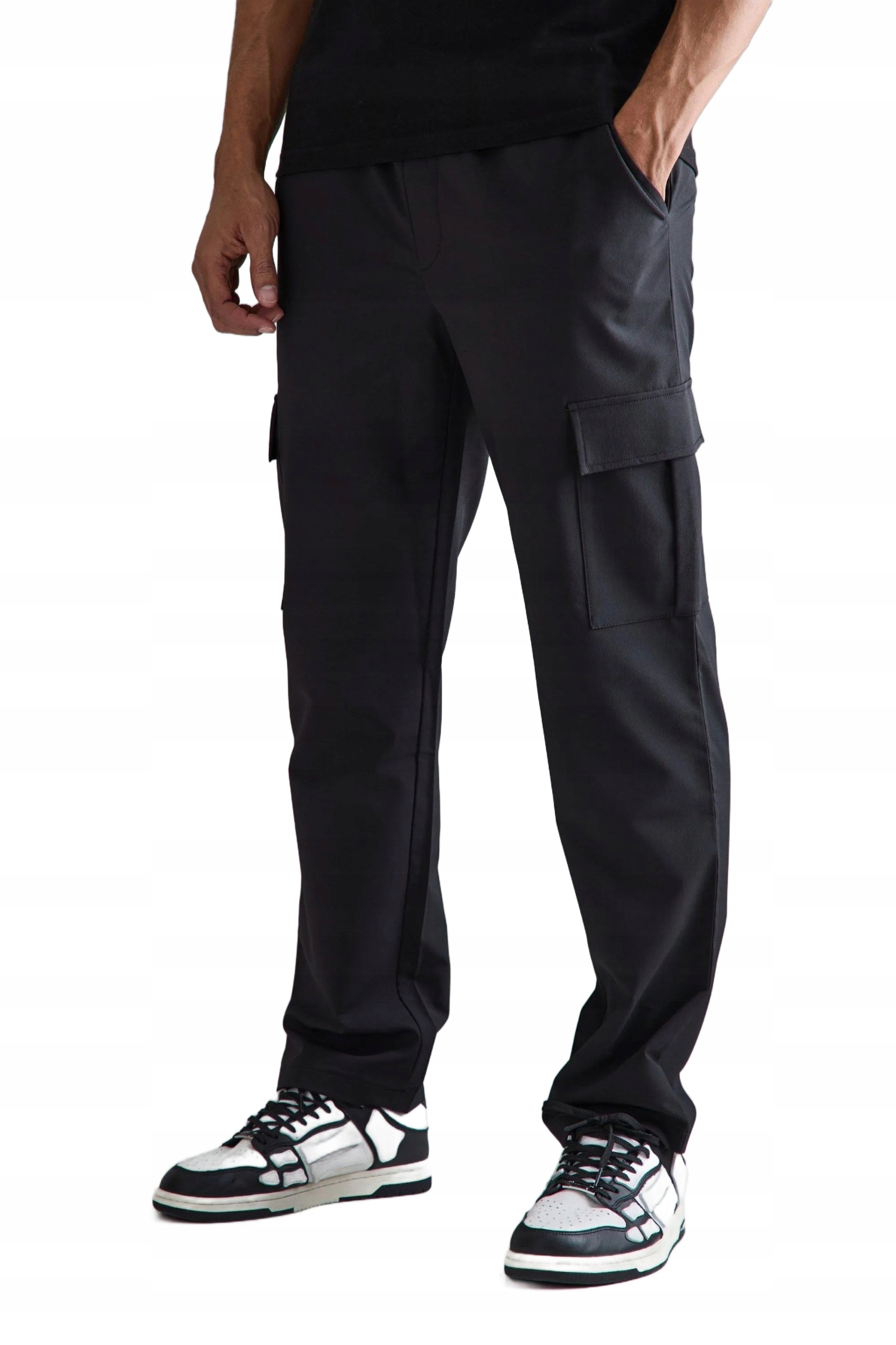 Boohooman Černé Pánské Ležérní Kalhoty S Kapsami Na Bocích Xs Z3A