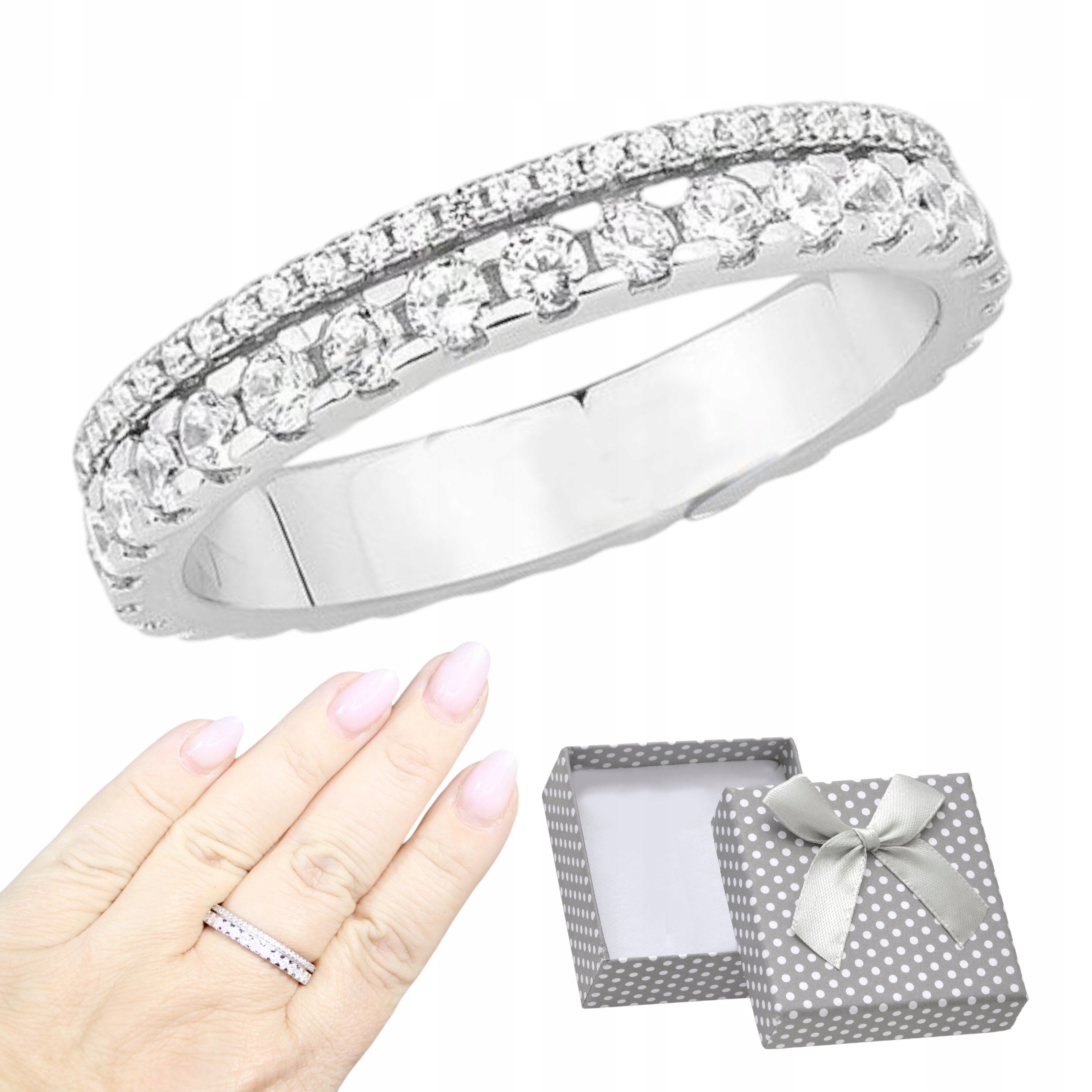 Prstýnek pr925 Rhodiovaný s zirkony snubní prsten Krásný Dárek R16