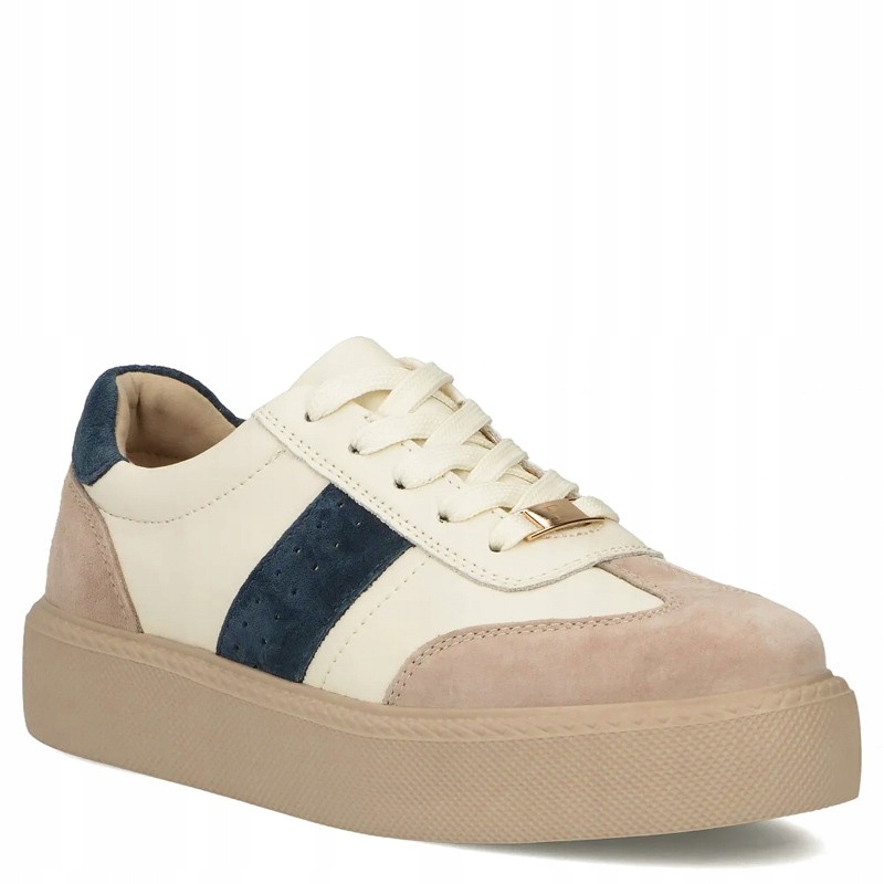 Filippo DP7523 Béžovo-modré Kožené Tenisky 36