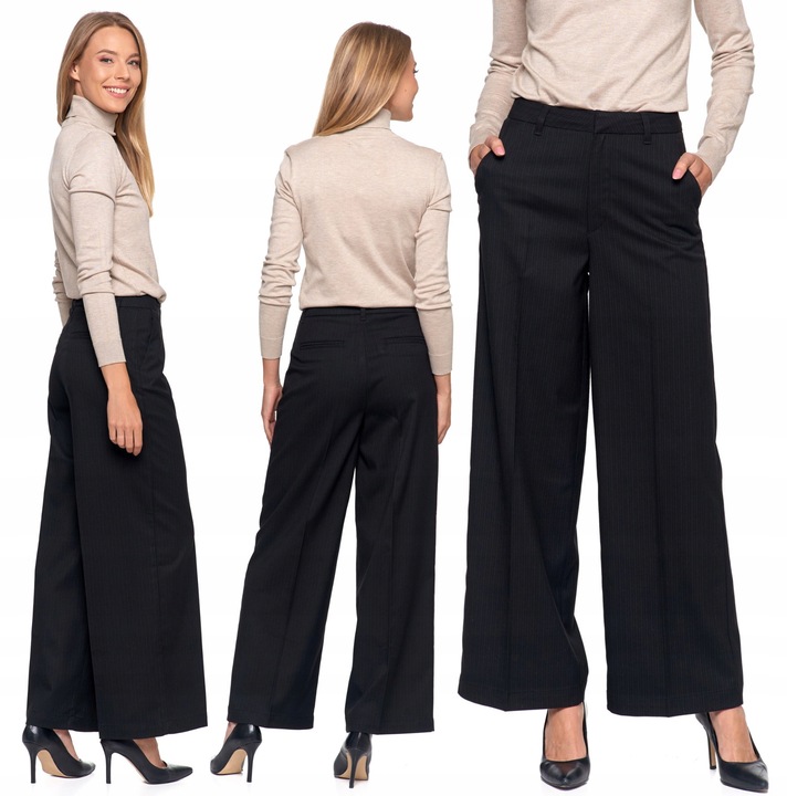 Spodnie Damskie Na Co Dzień Z Szeroką Nogawką Kobiece Moraj Czarne XL