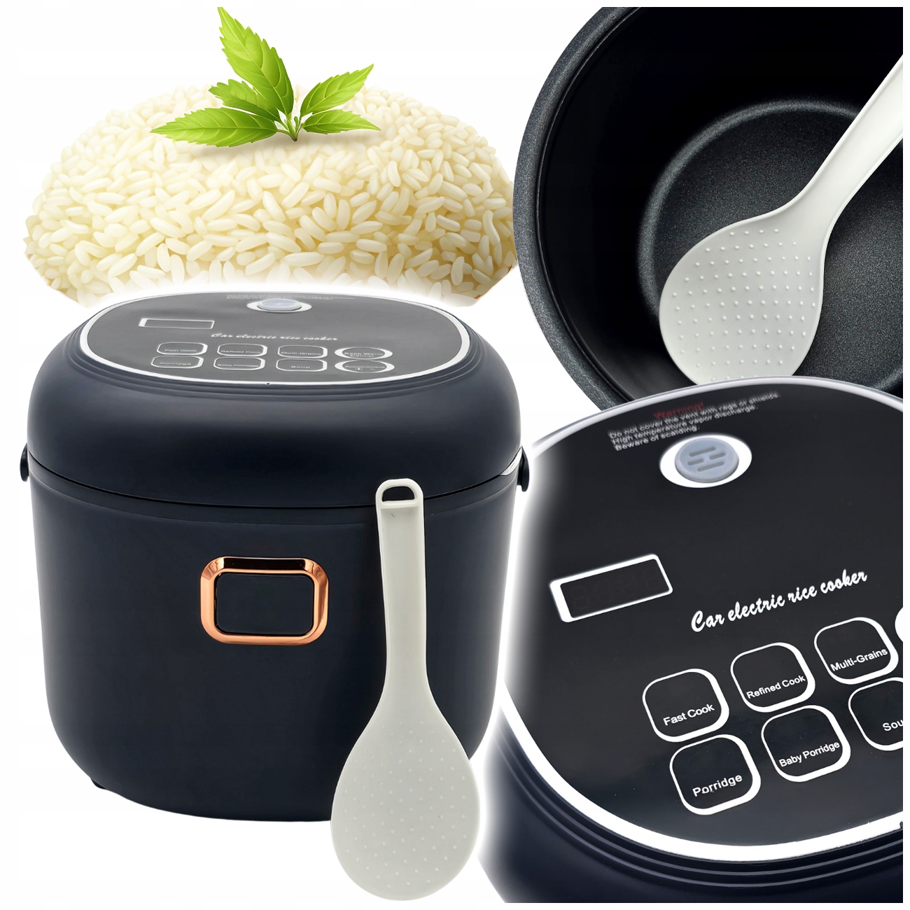 Multicooker samochodowy 2L Ryżowar turystyczny 12V 24V Tir bus LCD timer