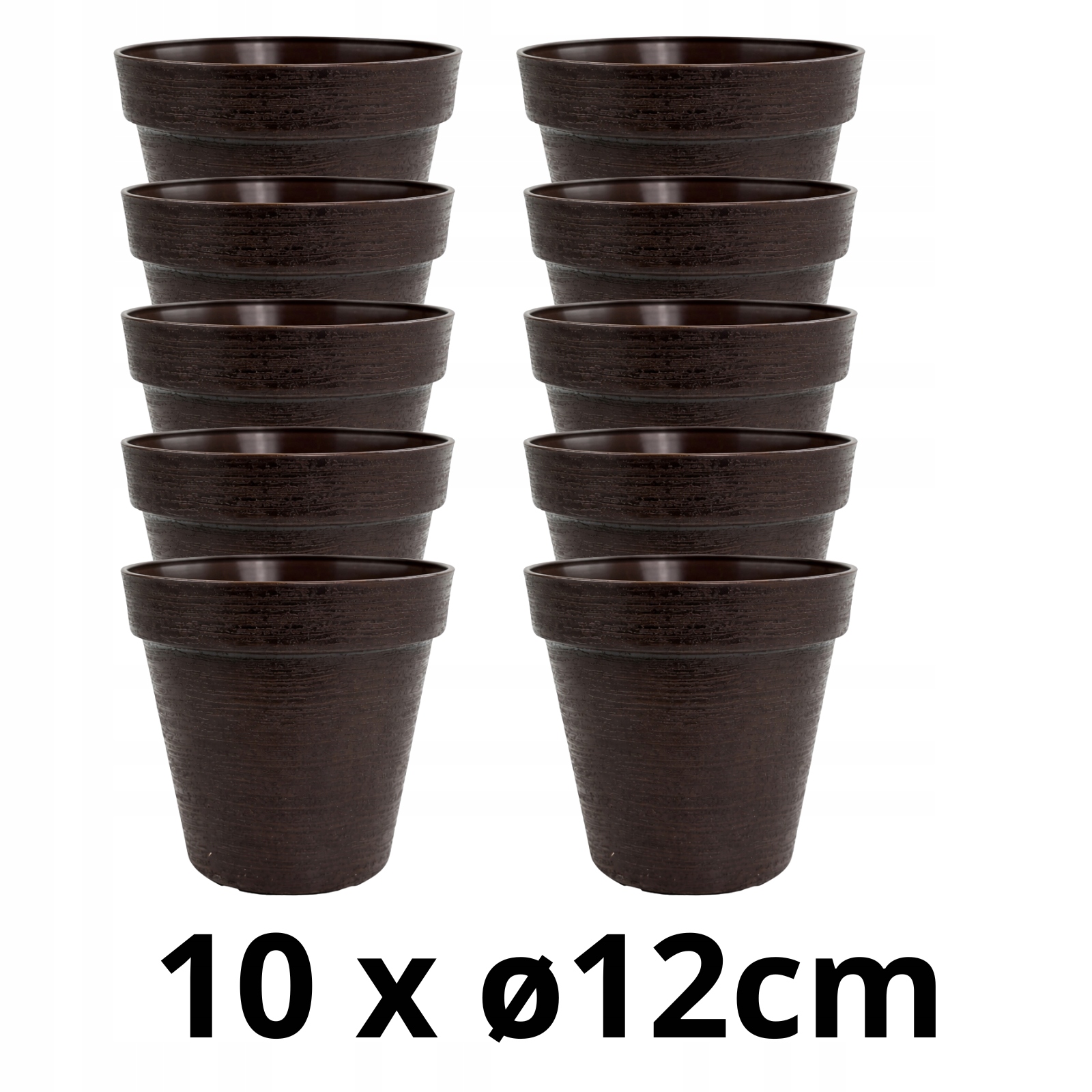 10 X Doniczka w Stylu LOFT 12 cm, Eko, UV Odporna, Brązowy 1