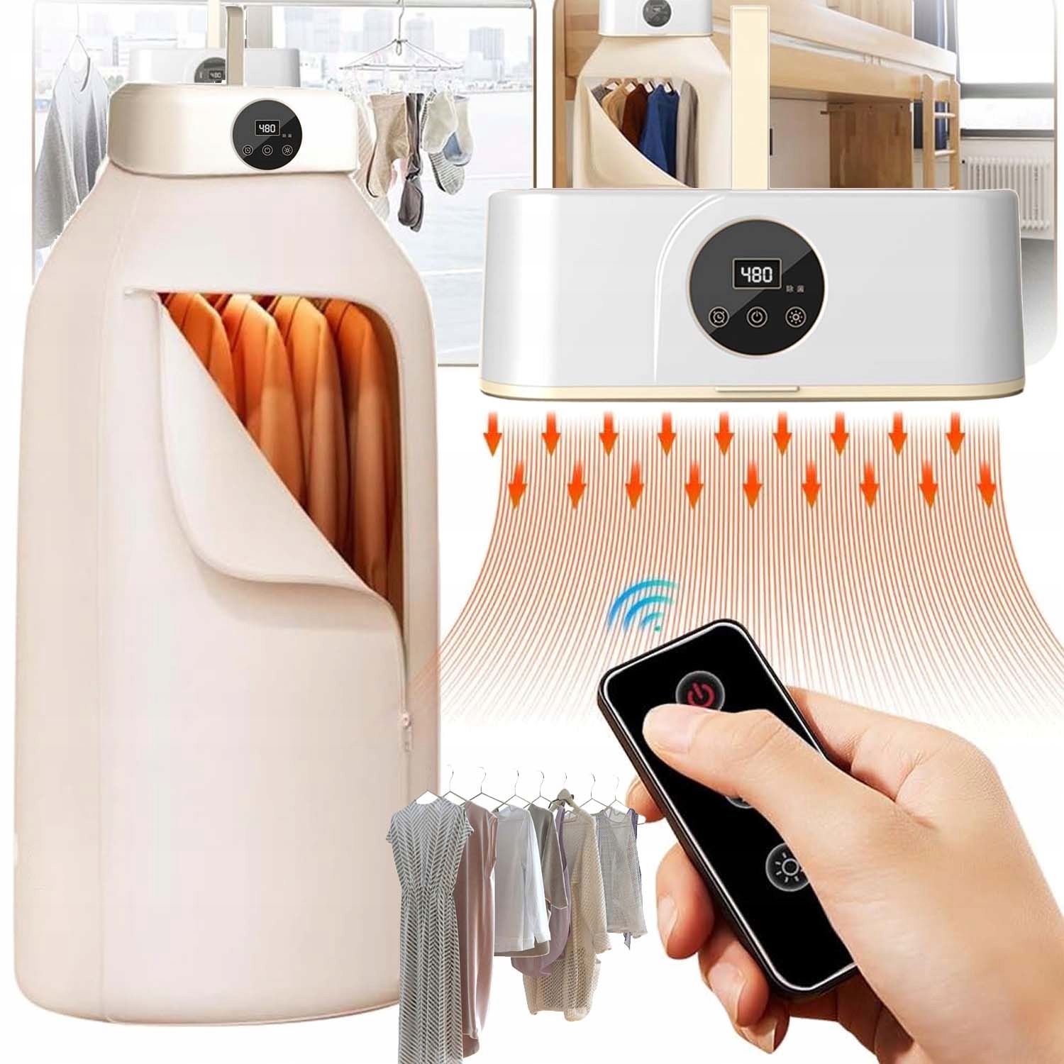 Levně Sušák Na Prádlo Rychlá Elektrická Přenosná Závěsná Tichá 600W