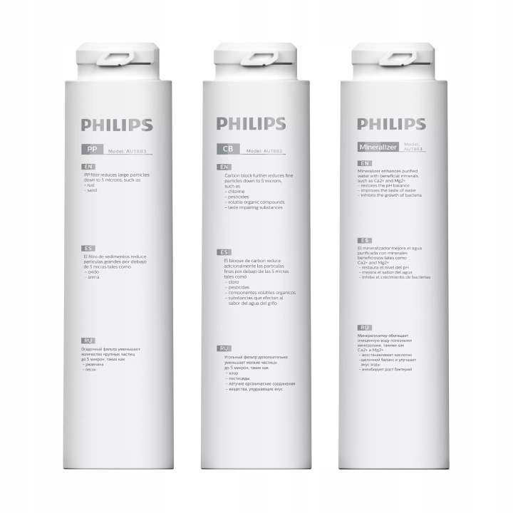 Filtry wymienne Philips AUT883 do filtra AUT3268 Pp, Cb, mineralizator