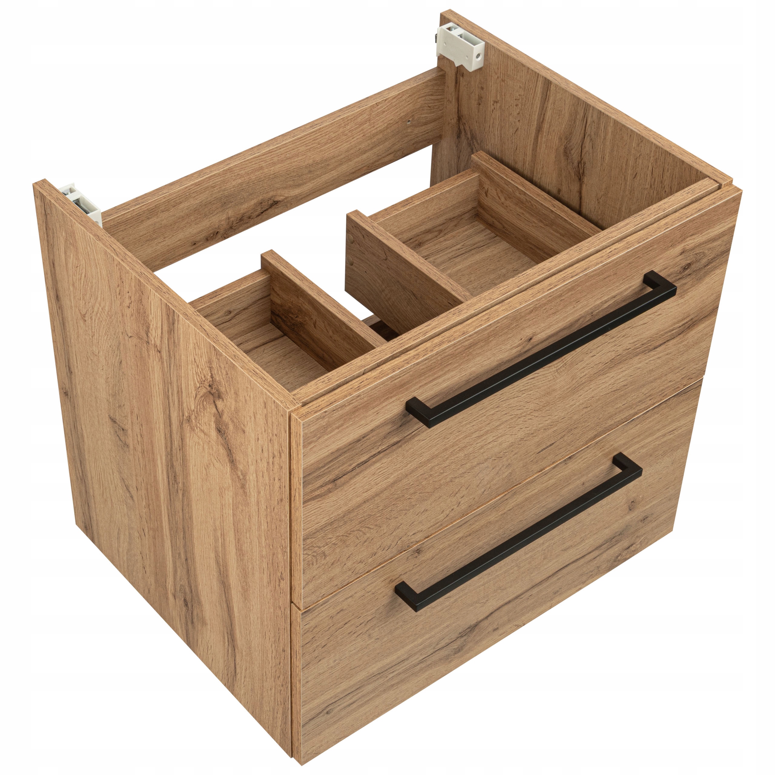 SZAFKA ŁAZIENKOWA WISZĄCA Z UMYWALKĄ LUSTREM LAMPKĄ LED DĄB WOTAN 60 cm Kolor mebla antracyt dąb wotan