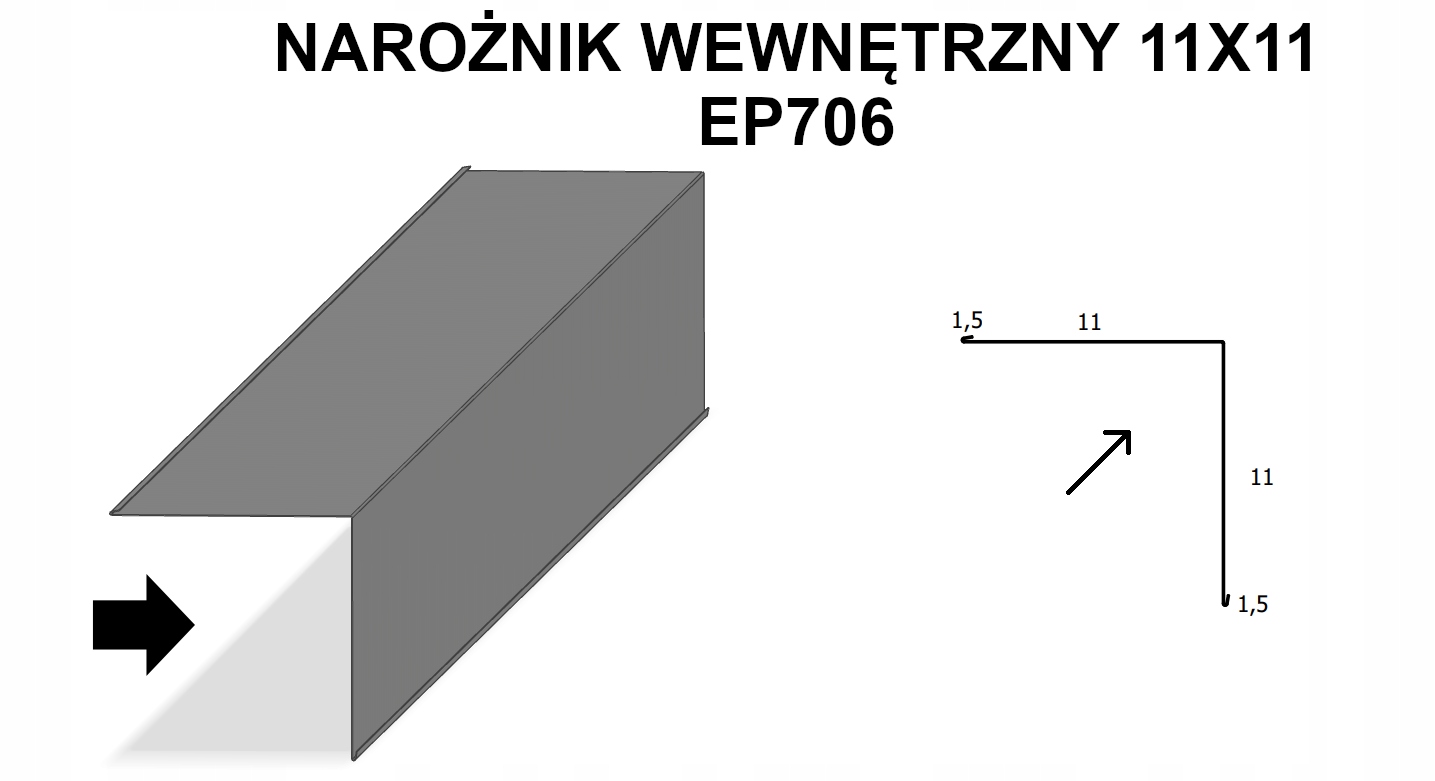 

Narożnik kątownik 11x11 EP706 czarny 9005