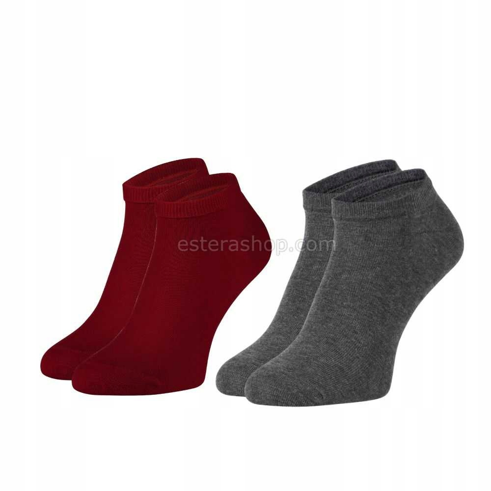 2 pary stopek z wełną bordo i grafit 39/42