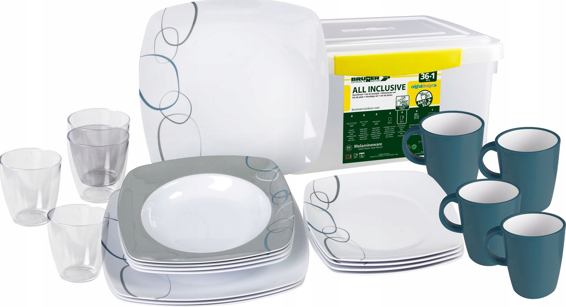 МЕЛАМИНОВЫЙ НАБОР ПОСУДЫ BRUNNER CASCADE 36 ШТ