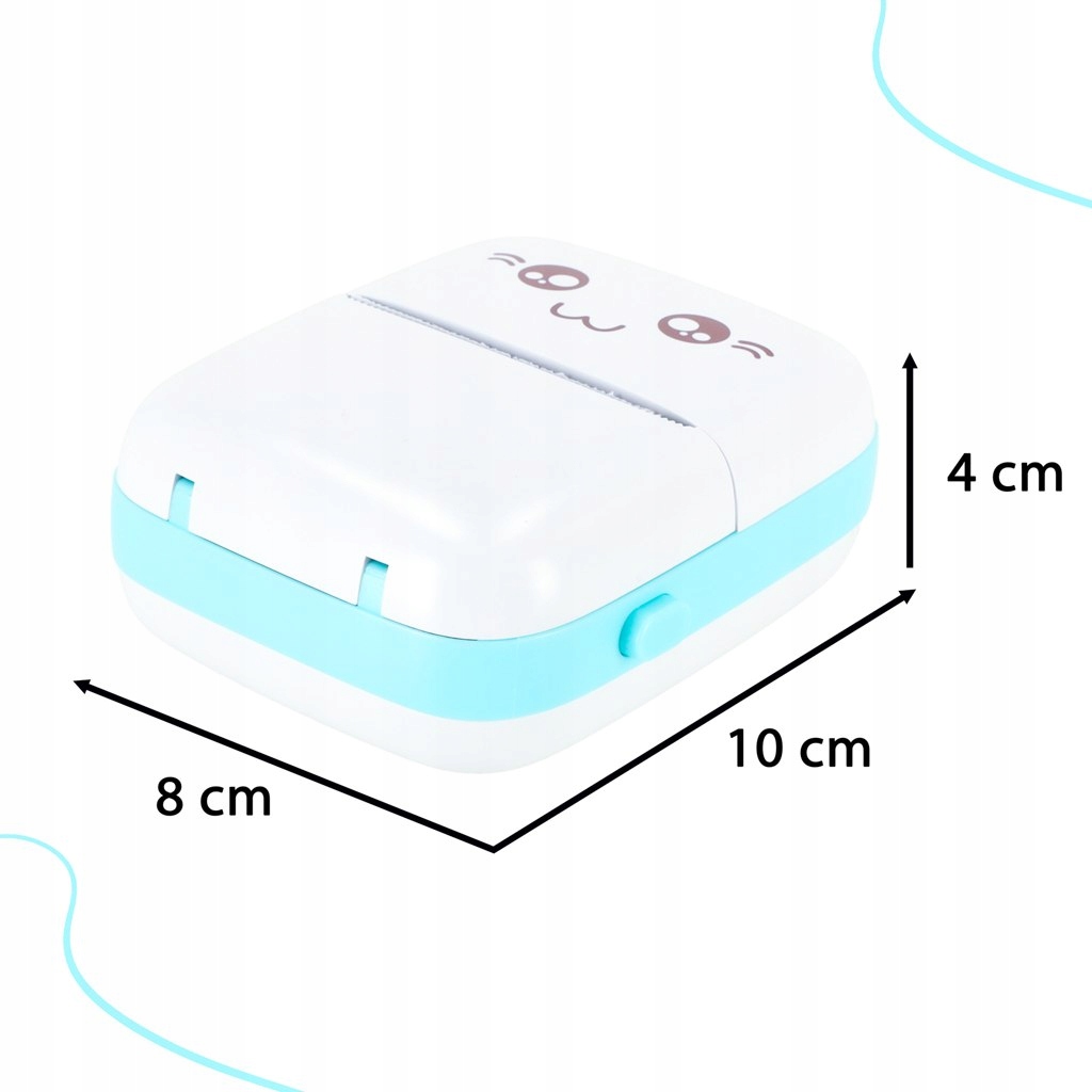 Mini drukarka termiczna kot niebieski do zdjęć Bluetooth Android iOS +rolka Model KX4217_1