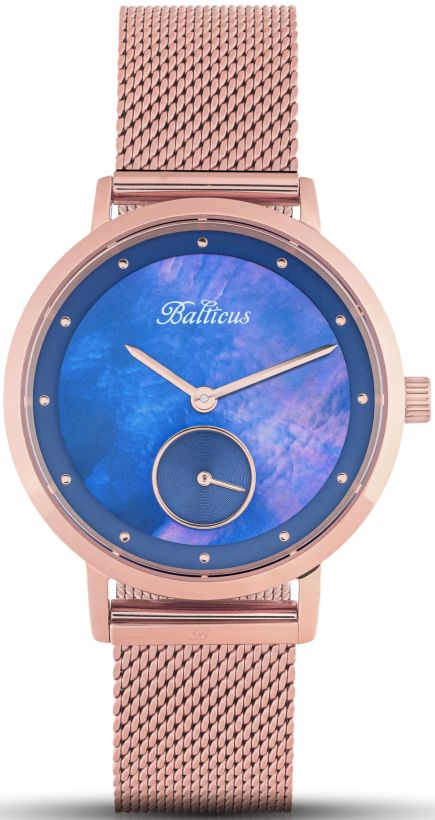 Elegantní Polský Dámské Hodinky Balticus Růžovo-zlatá Perla Pásek Set