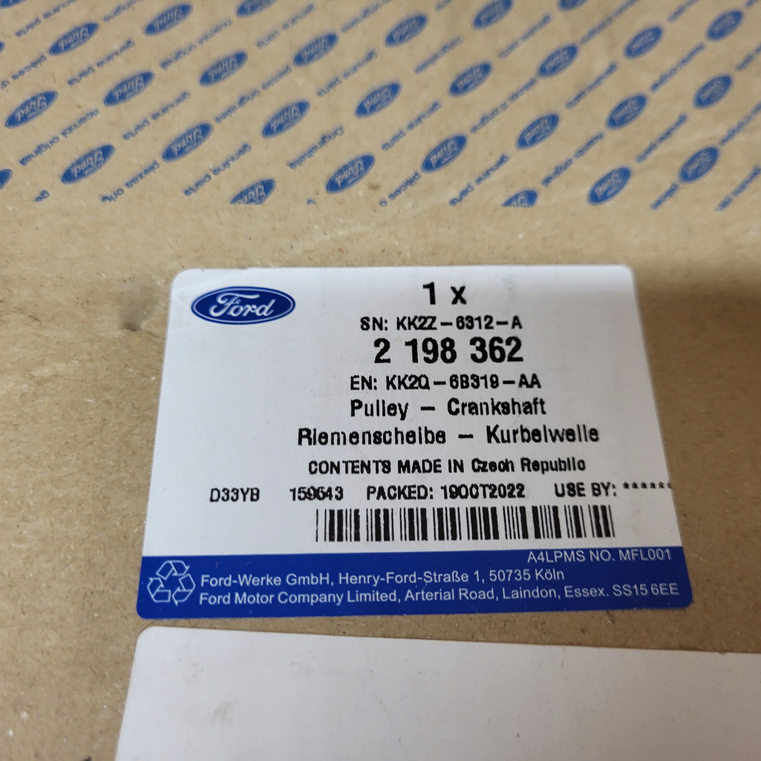 FORD TRANSIT KUGA 2.0 crank pulley 2198362 new
