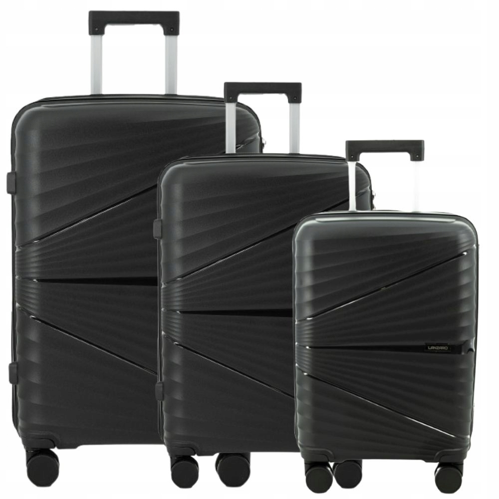 Zestaw Walizek 3W1 Polipropylen Niezniszczalne Tsa Bagaż Lanzaro Czarny