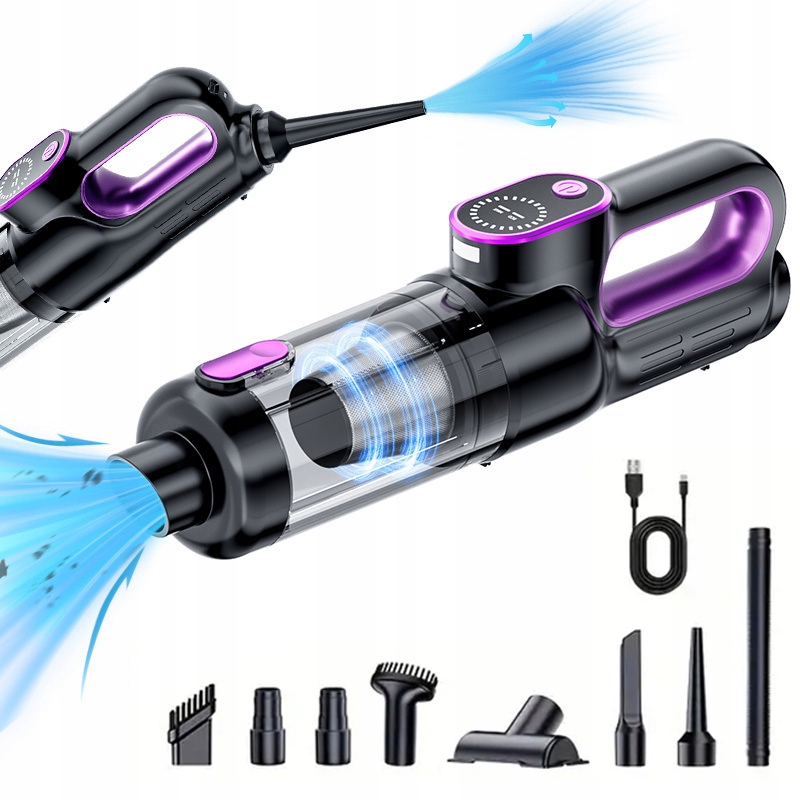 Odkurzacz Ręczny 2w1 Wielofunkcyjny, Bezprzewodowy, Przenośny o Mocy 12000Pa