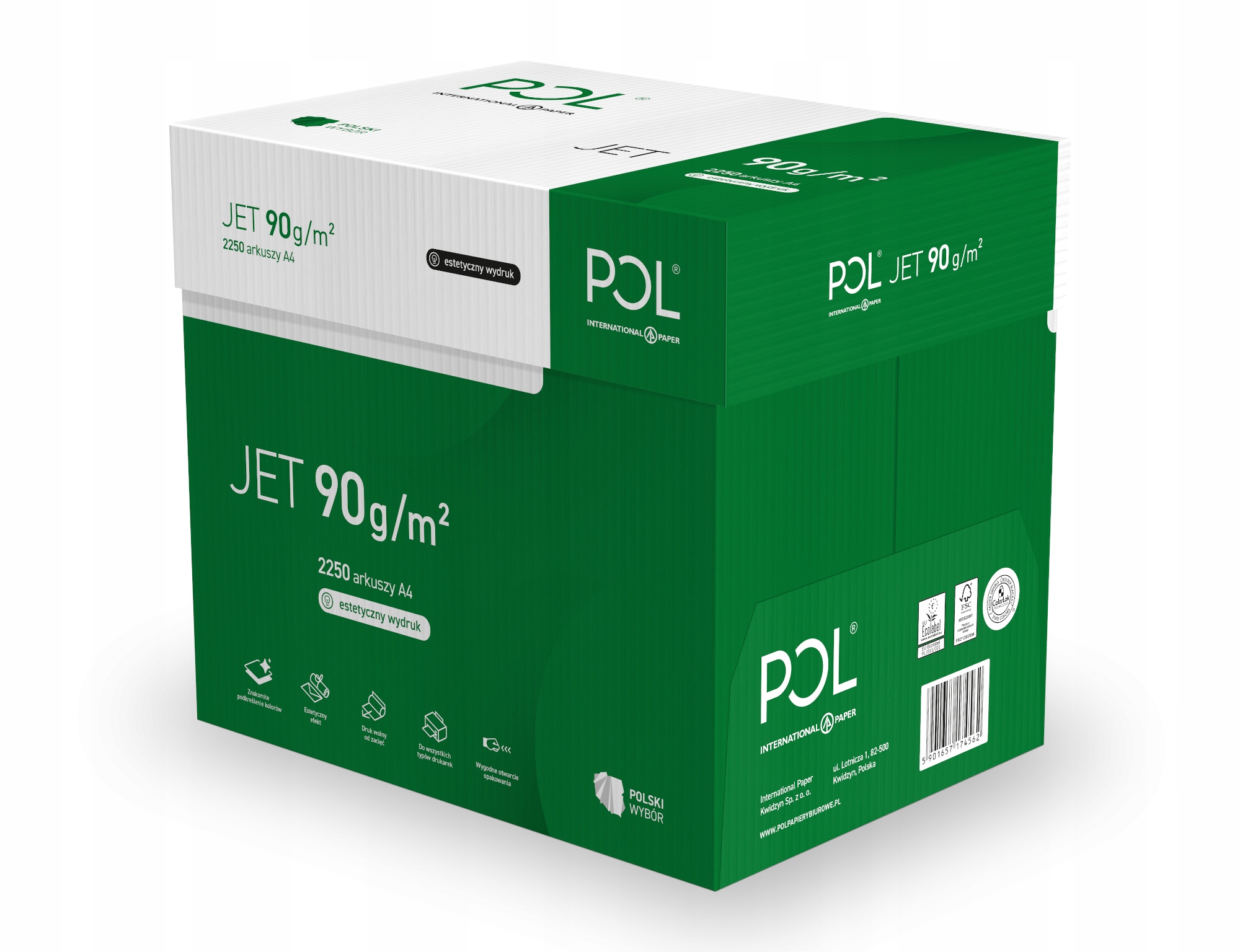 

Papier ksero A4 Poljet 90g karton 9 op. 2250 kart