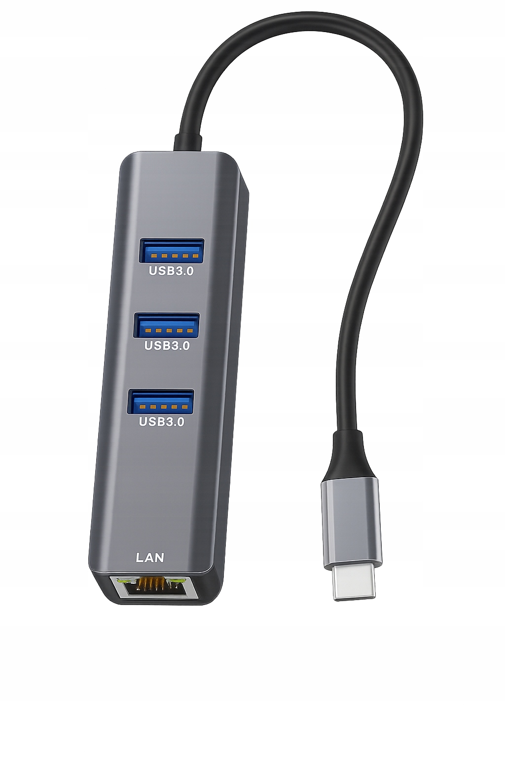 Adapter USB-C do Ethernet RJ-45 1000 Mbps HUB USB 3x USB 3.0.