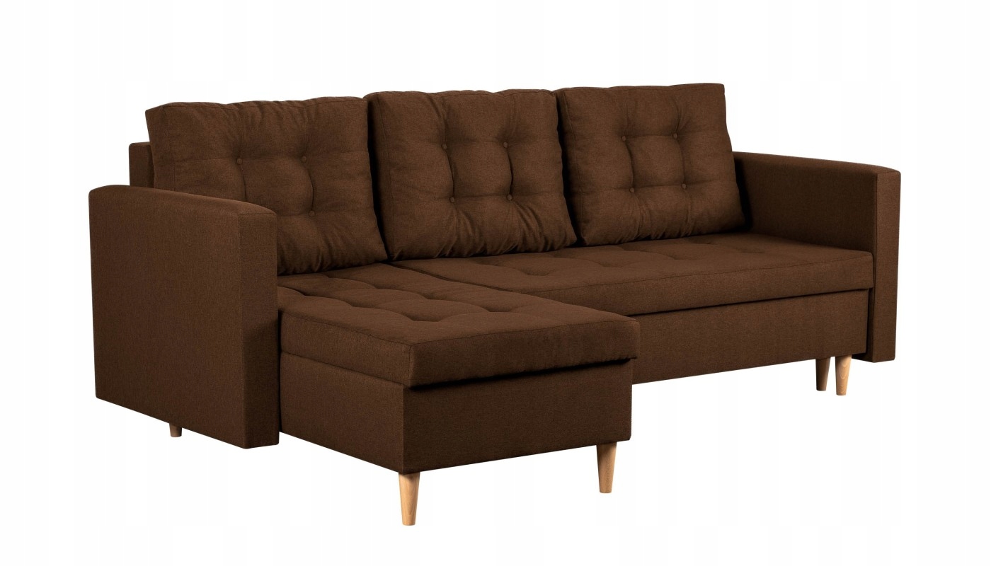 Skandinávský rohová sedací souprava s nádobami na povlečení Sofa Oslo Hnědý