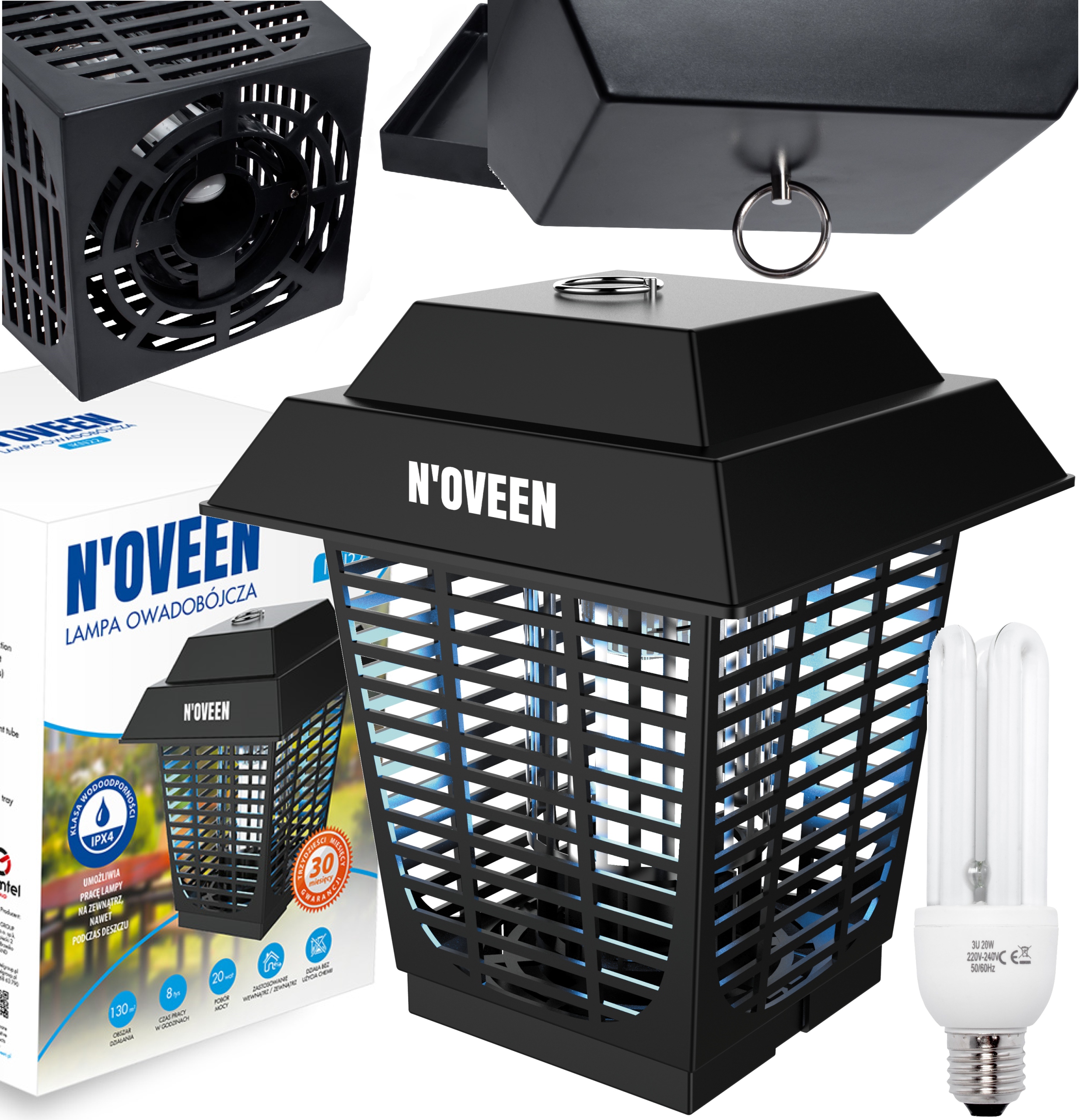 Lampa Owadobójcza Uv duży Lampion Komary Muchy Ćmy Osy Owady IPX5 1800V