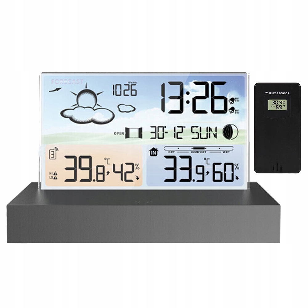 Meteorologická Stanice Vlhkoměr Bezdrátový Teploměr Senzor Hodiny Datum