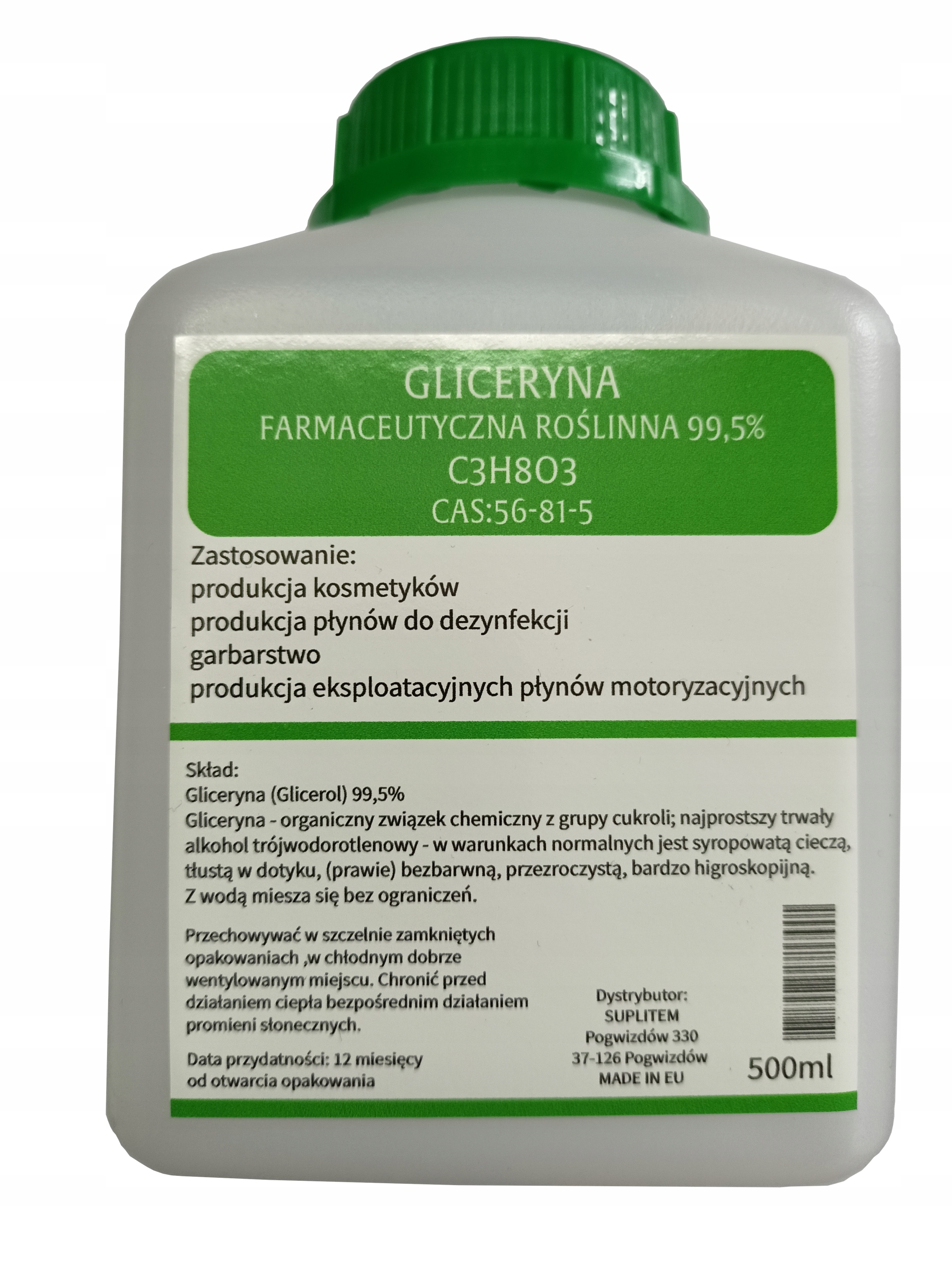 

Gliceryna Roślinna Farmaceutyczna 500ML 99,5%