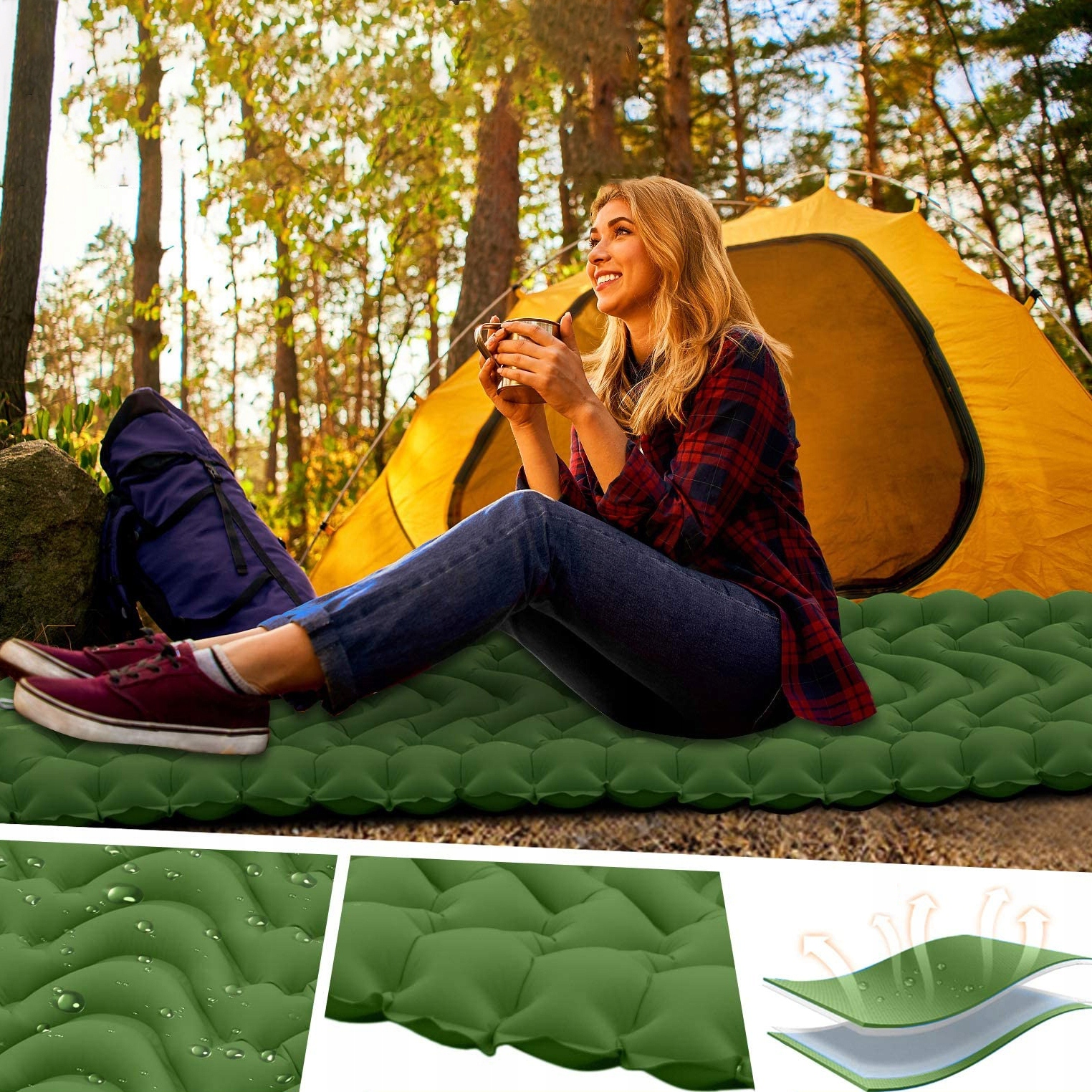 MATA SAMOPOMPUJĄCA KARIMATA 200x70x10CM Z PODUSZKĄ Marka bez marki