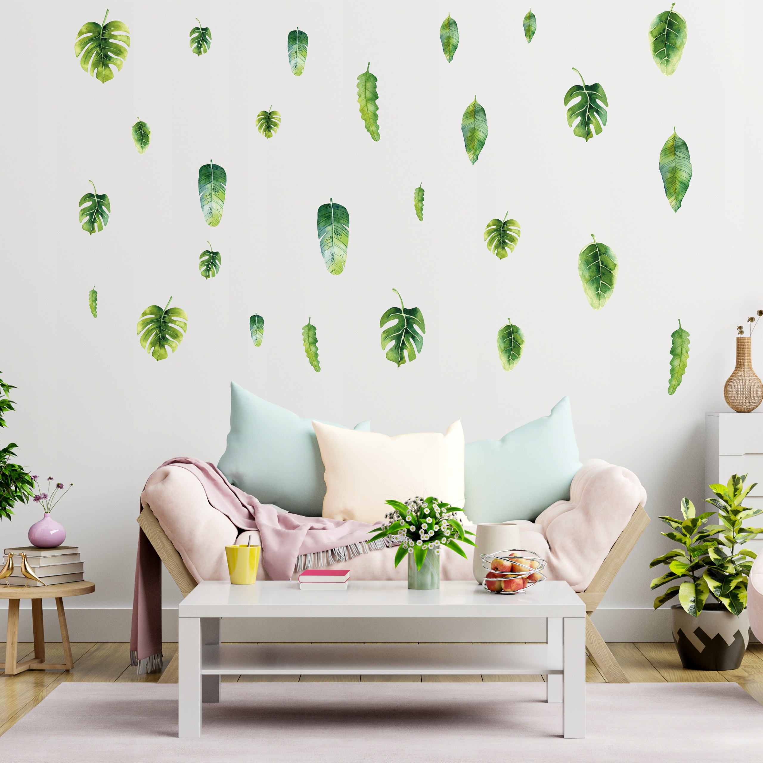 L naklejki na ścianę ZIELONE LIŚCIE 100x50cm Marka Poli-Trader