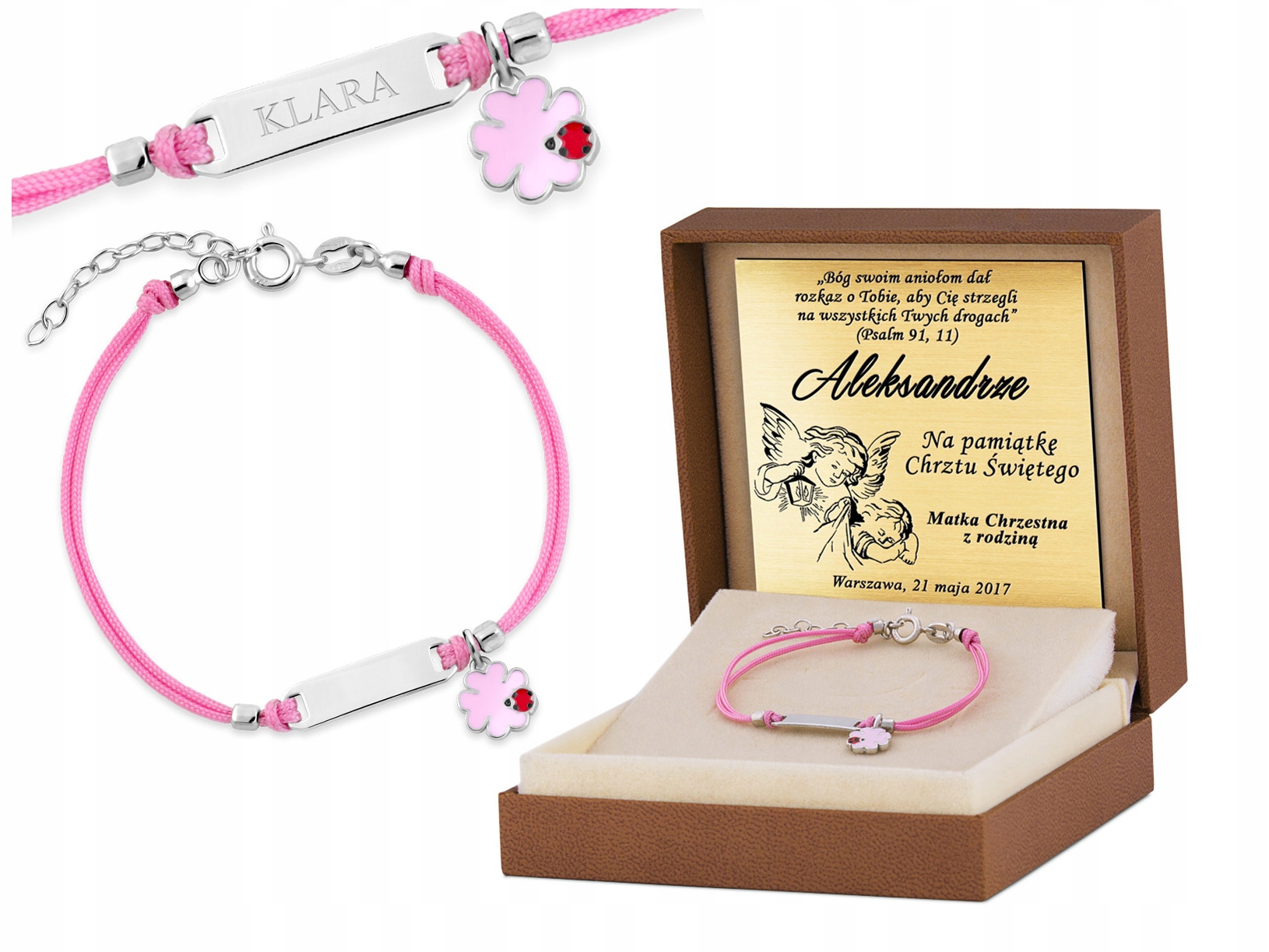 

Bransoletka Srebrna ID 925 Koniczynka Grawer YB204