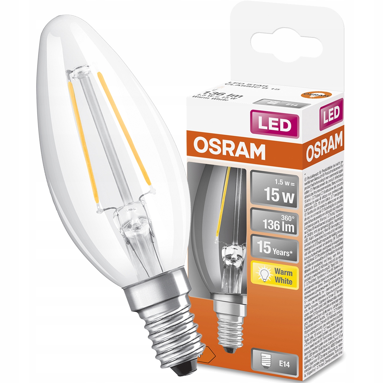 

Żarówka Led Świeczka E14 1,5W 2700K Filament Osram