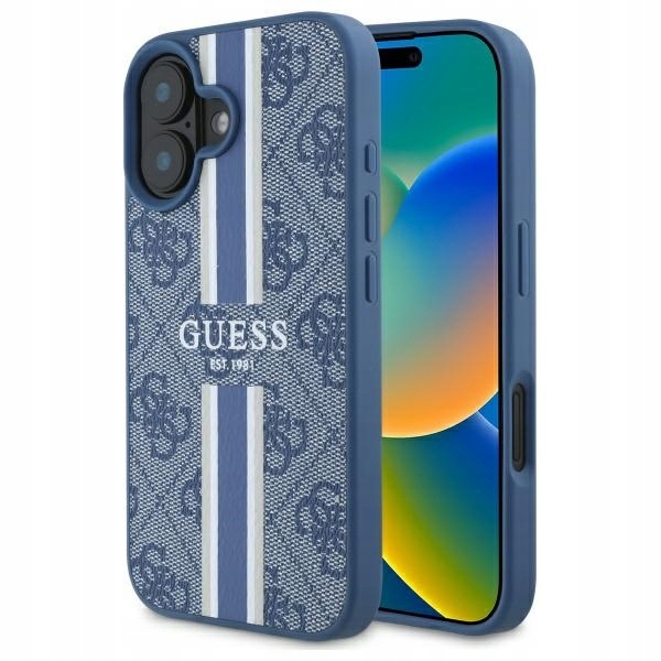 Pouzdro Guess Hardcase MagSafe s potiskem pruhů pro iPhone 16