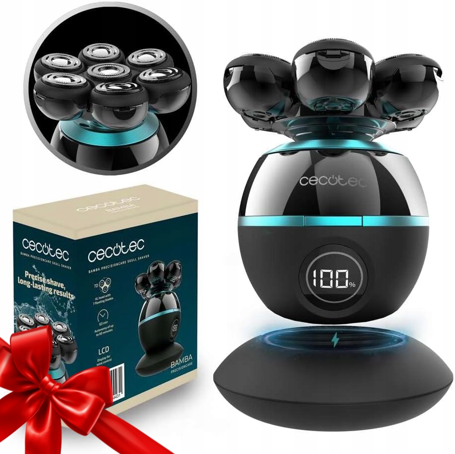 Holicí Strojek na hlavu pro muže 7 hlavic ostří LCD stanice Ideální Jako Dárek