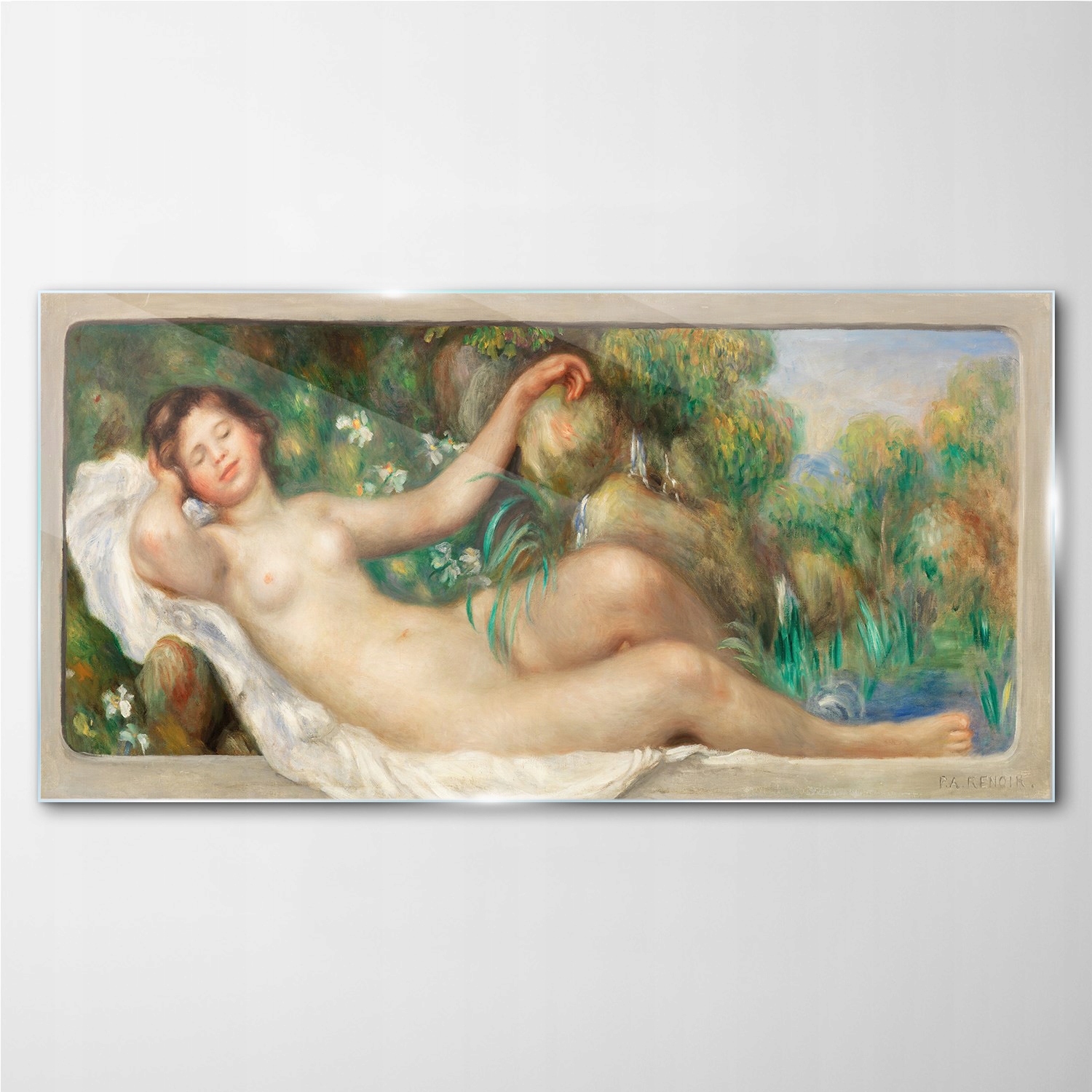 

Obraz szklany z nadrukiem Leżący nagi 100x50 cm