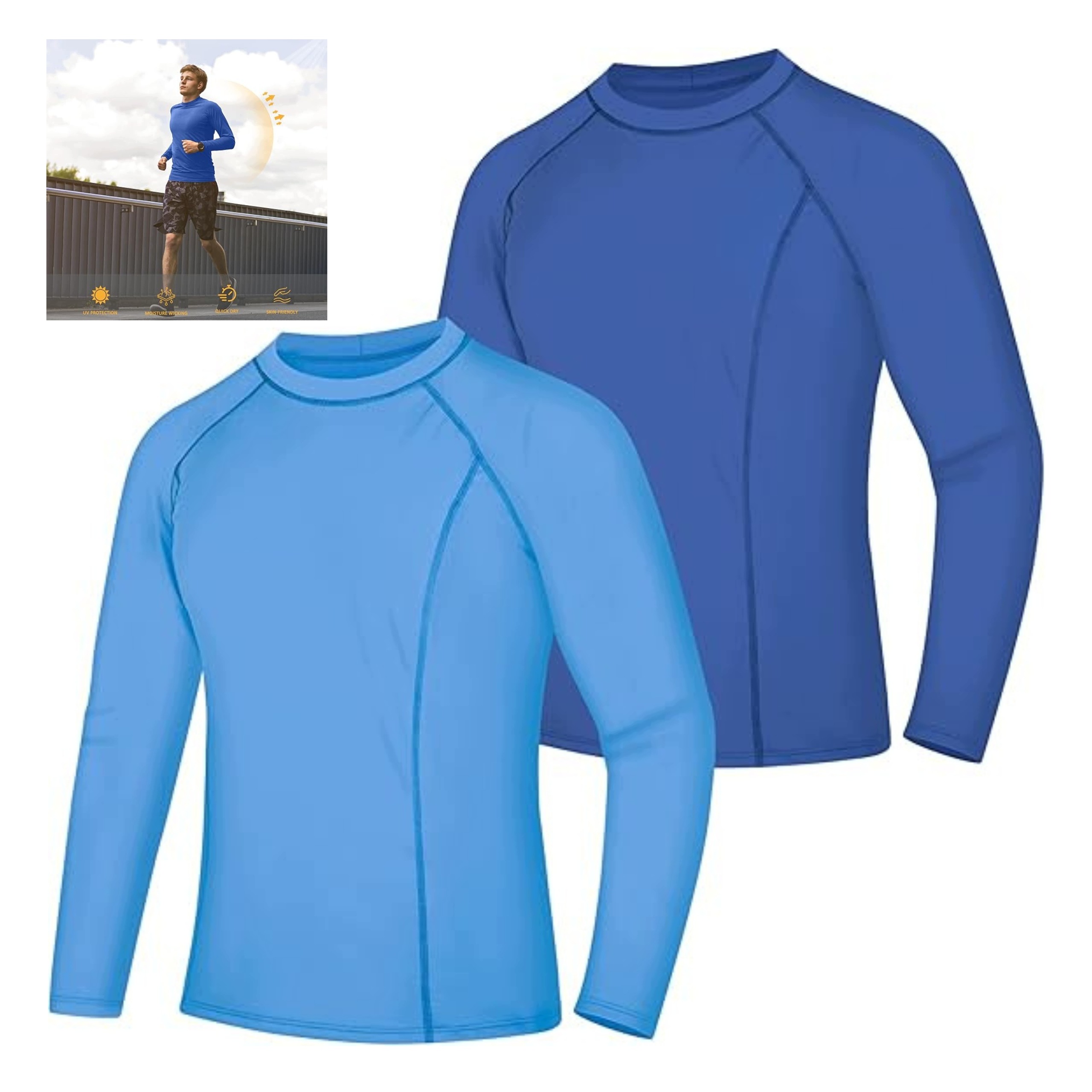 Koszulka Sportowa Męska Rashguard Treningowa Upf 50+ Uv Do Pływania 2 Szt.