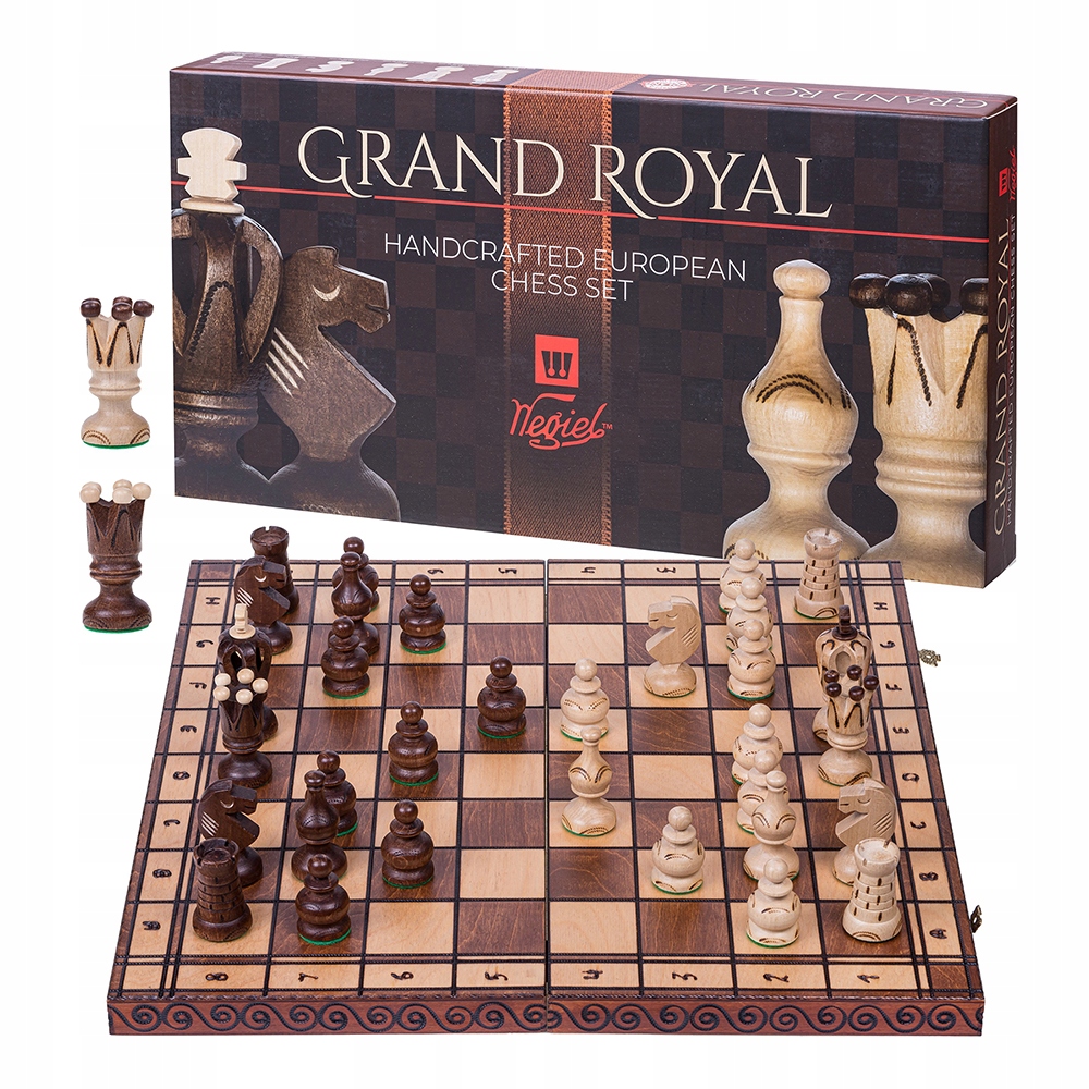 Szachy drewniane Grand Royal 48 x 48 cm 2 x Hetman Polski Producent
