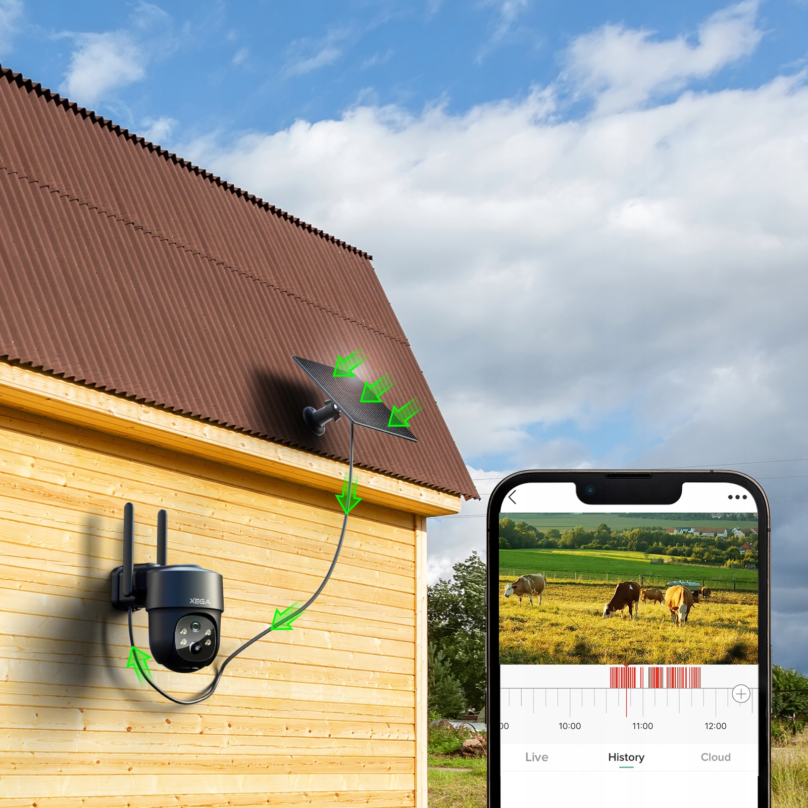 XEGA 4G LTE Solar 2K HD 3MP PTZ Wireless Outdoor Camera — miniatura 9