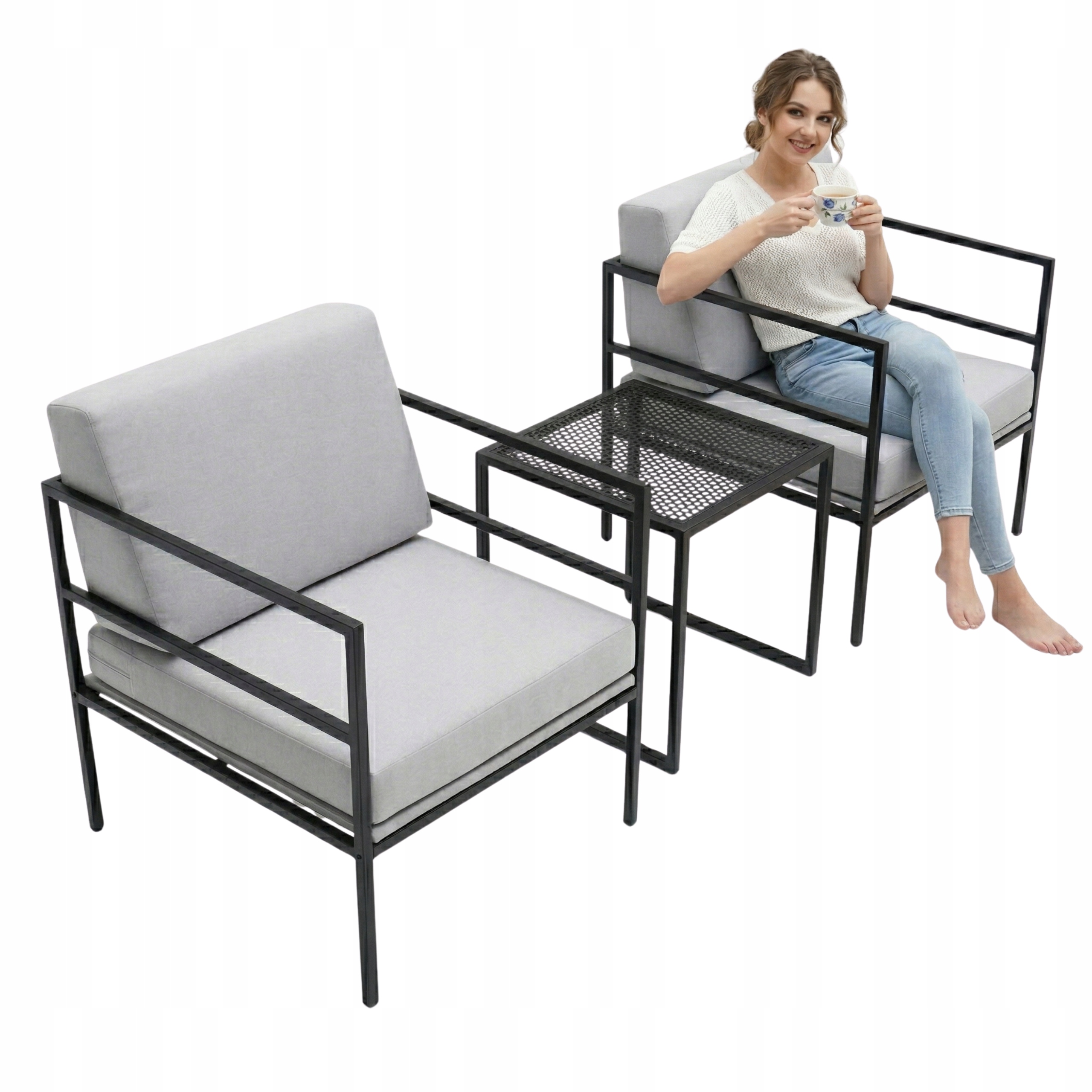 Sada Záhradného Nábytku 2 Kreslá Stolík Terasa Balkón Terasa Záhradný Nábytok