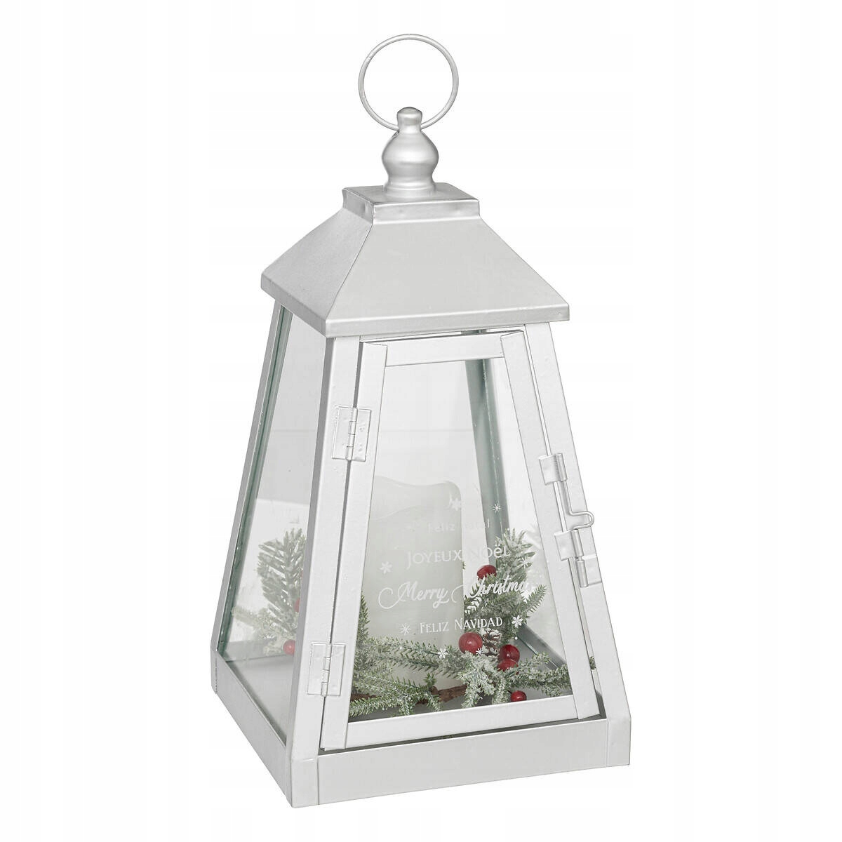 Kovová Lucerna S Vánoční Svíčkou, Bílá Led Lucerna, 32 X 17 CM