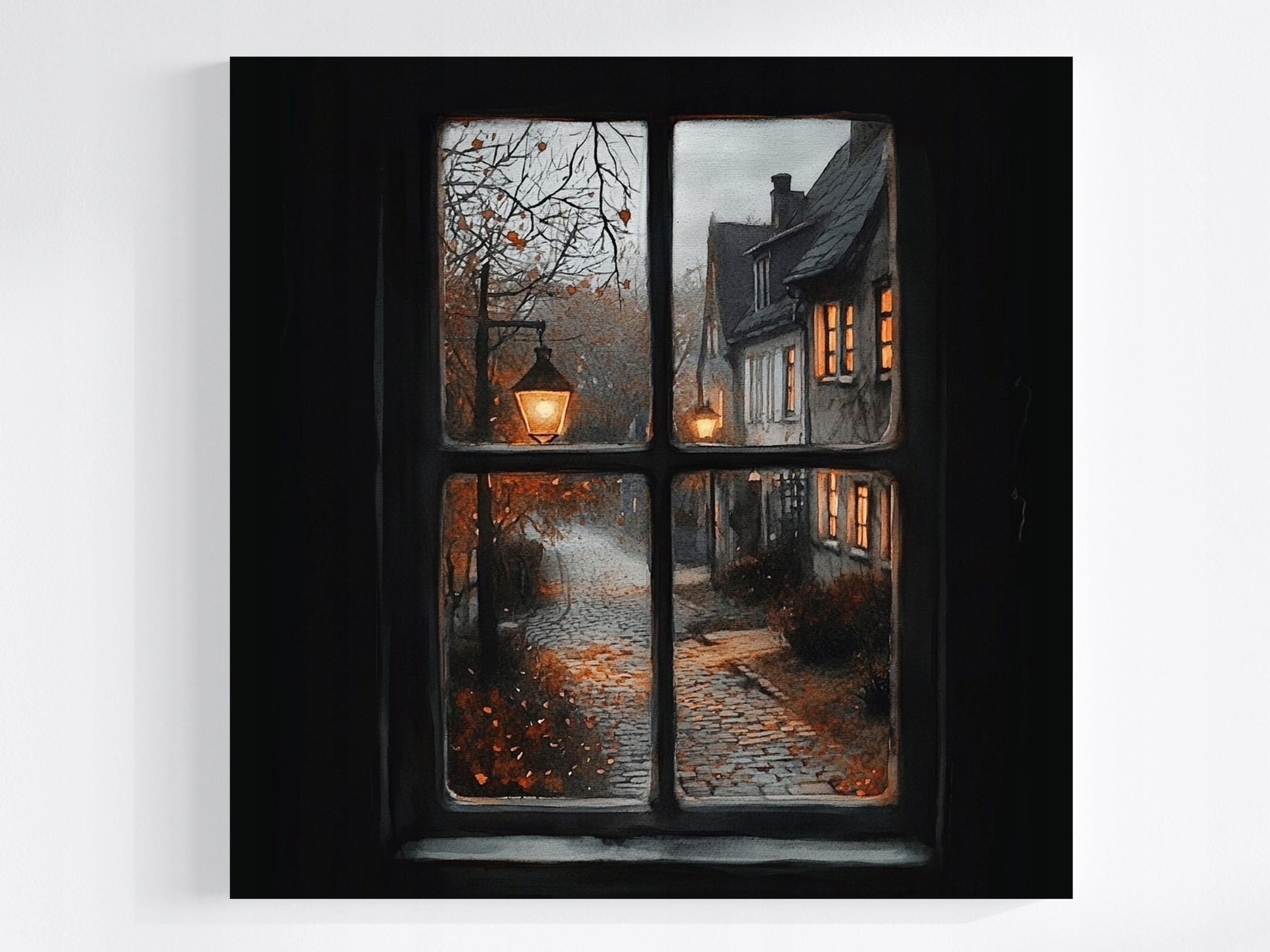 Obraz Na Plátně Canvas Okno Pohled Na Podzim Anglie Městečko Podzim 50x50