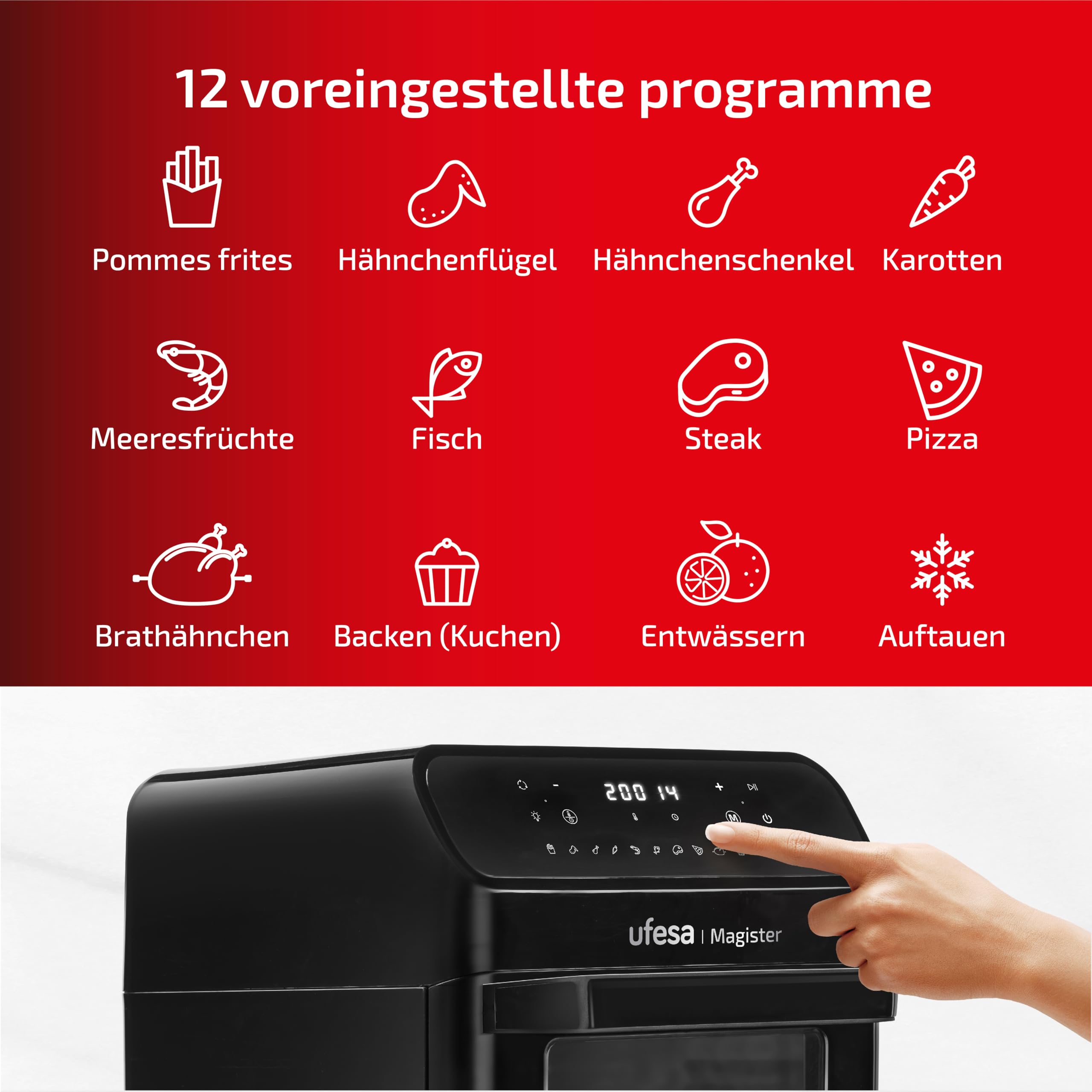 UFESA Magister Frytkownica Beztłuszczowa XXL 12L 200C 1850W Czarna — miniatura 5