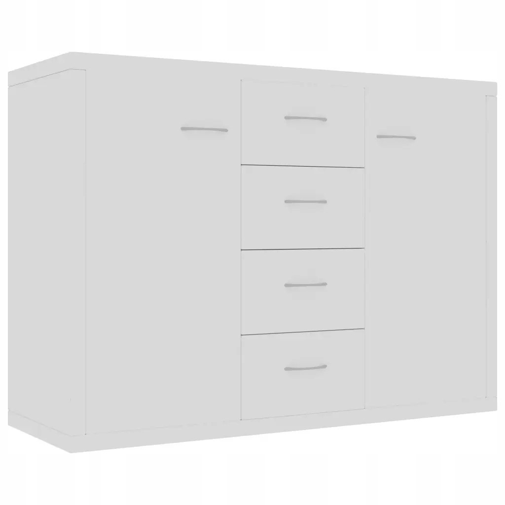 Minimalistická komoda Bílá, 4 zásuvky, 2 dvířka, 88x30x65 cm