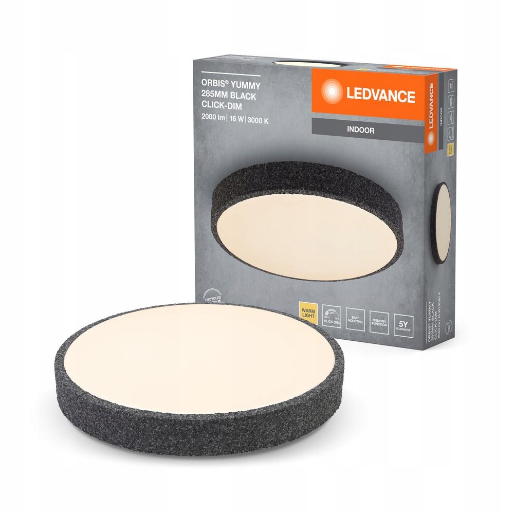 Stropní Svítidlo Led nástěnná lampa 16W 1000lm 3000K stmívatelná černá 28 cm