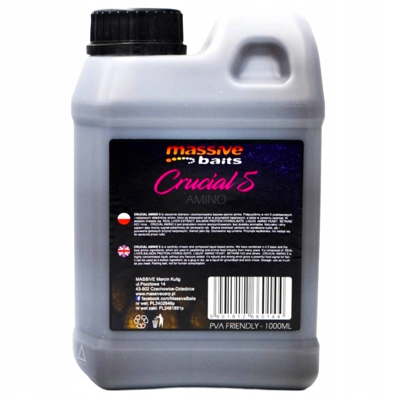 Zalewa Massive Baits Liquids Crucial Amino 5 1000ml Do Kulek Ziaren Pelletu