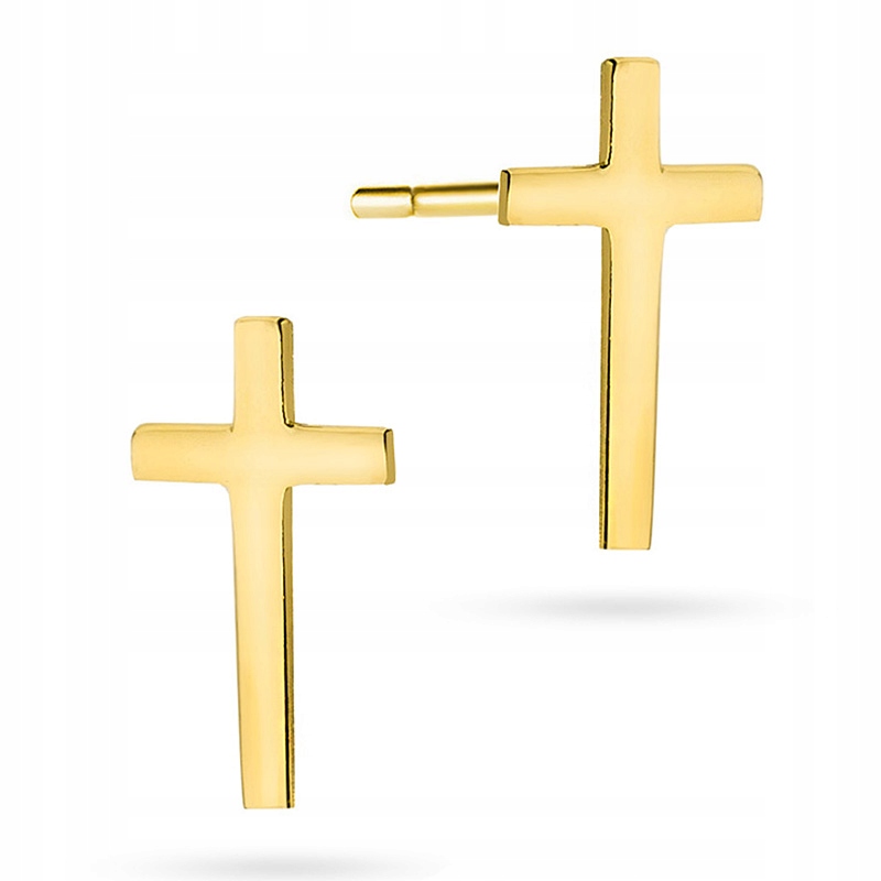 Zlaté Náušnice Dýka pr. 585 Křížky 14k