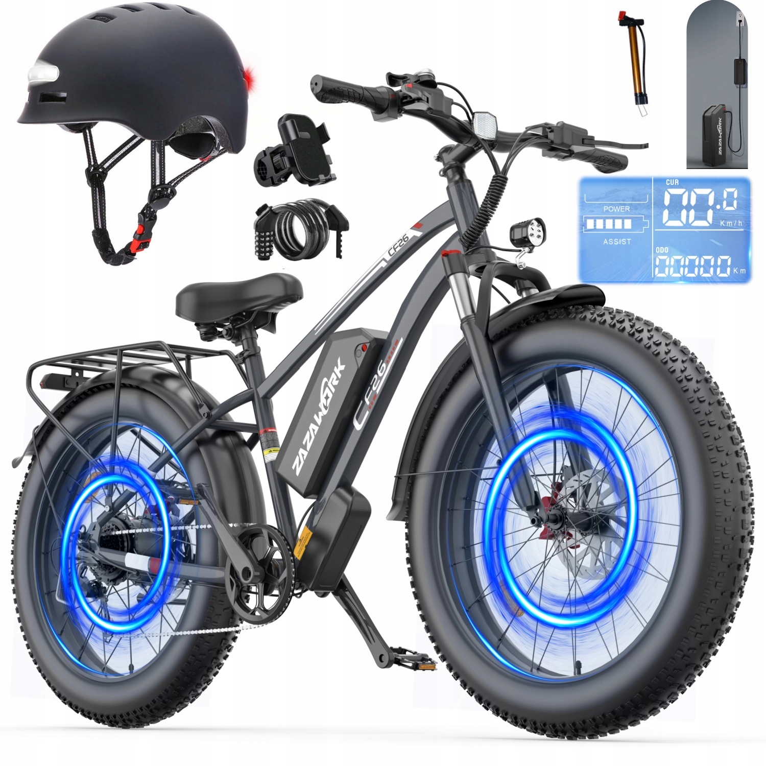 Elektrické pánské/dámské vozidlo Zazawork 1500W 48V 20AH 50KM/H 120km přilba