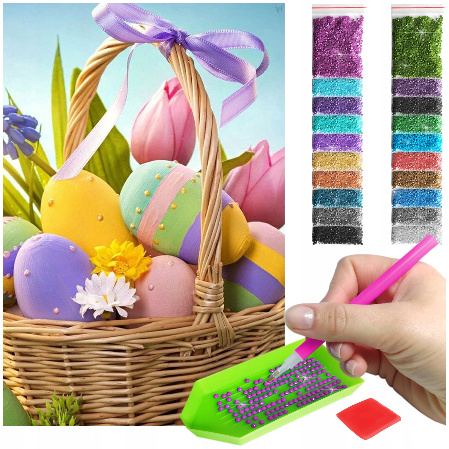 Velikonoce Výšivka Diamantový diamond painting mozaika 5D psaníčka 60x40cm