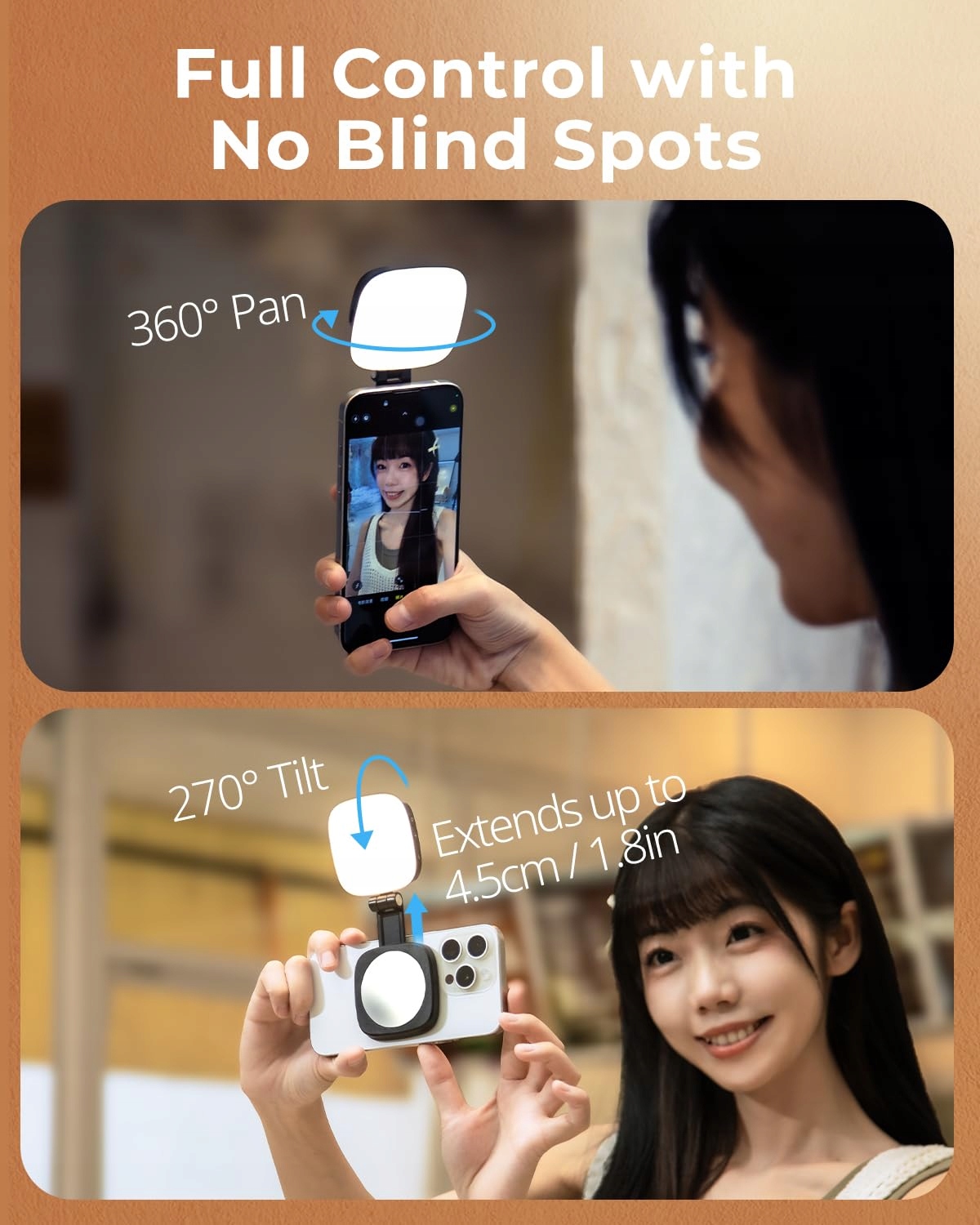 SMALLRIG Vibe P48 Lampa LED Magnetyczna Do Selfie iPhone MagSafe Biała — miniatura 5