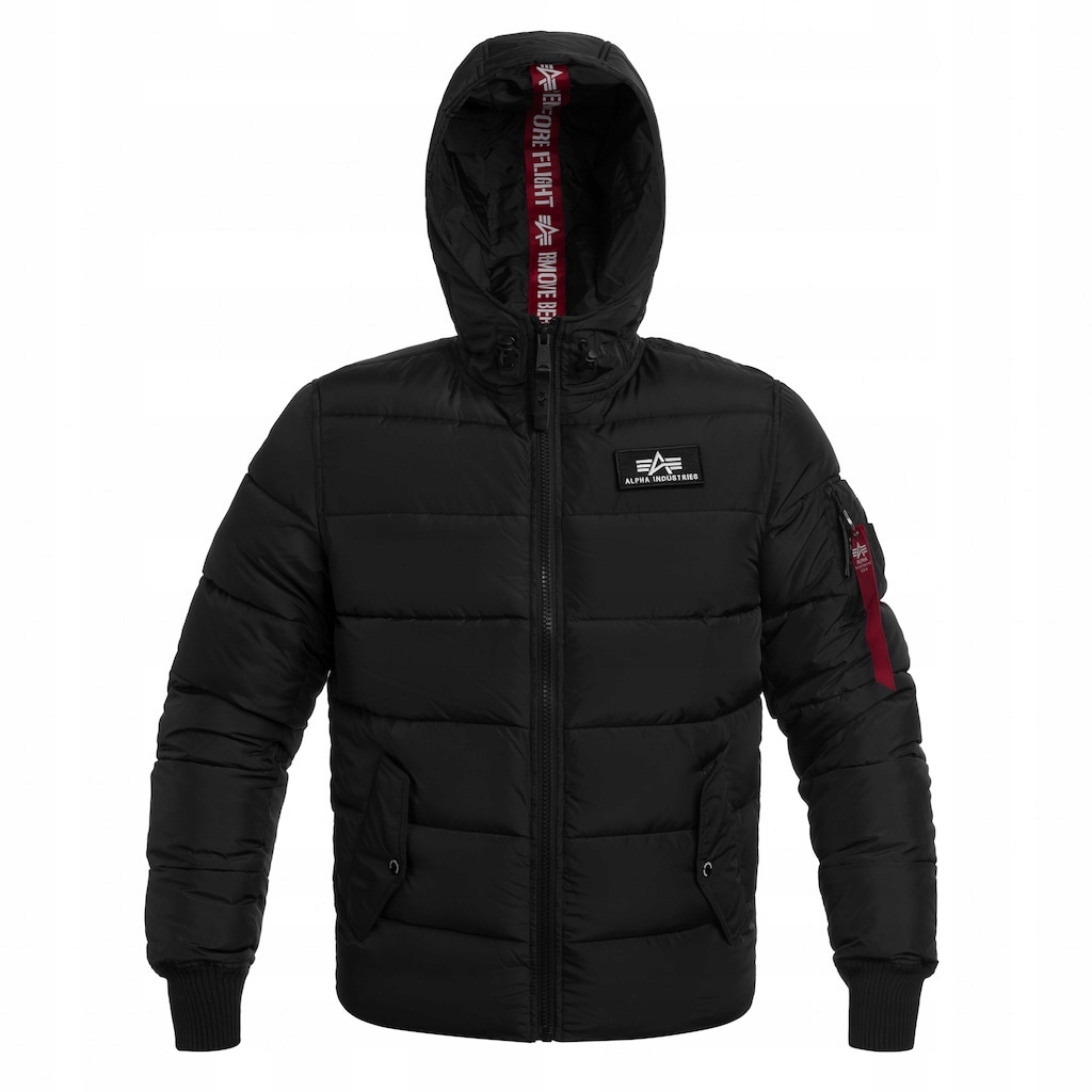 Péřová bunda s kapucí Alpha Industries Hooded Puffer Fd Black XXL
